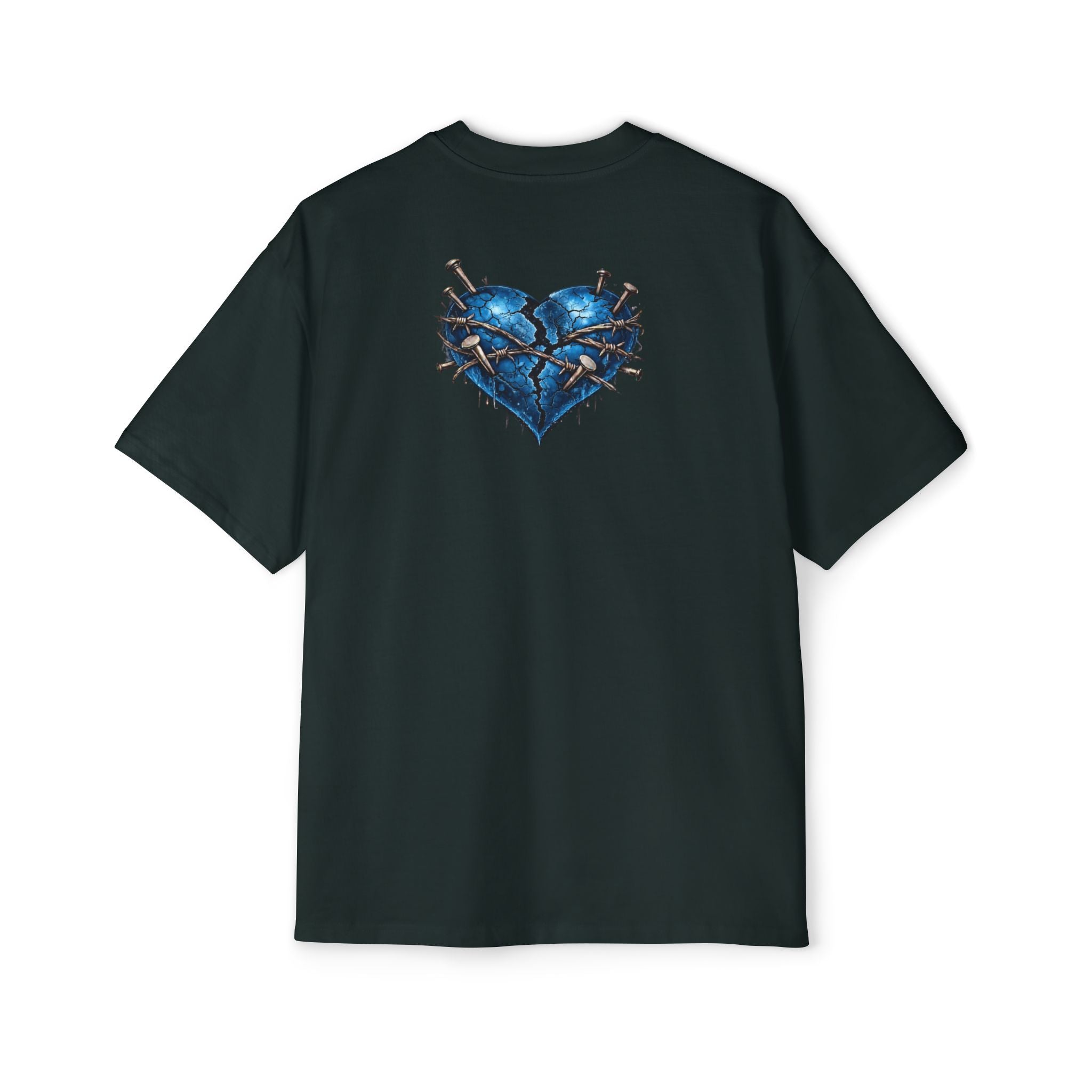 Oversized Discipline Over Emotions Graphic T-Shirt (Blue Heart) Printify