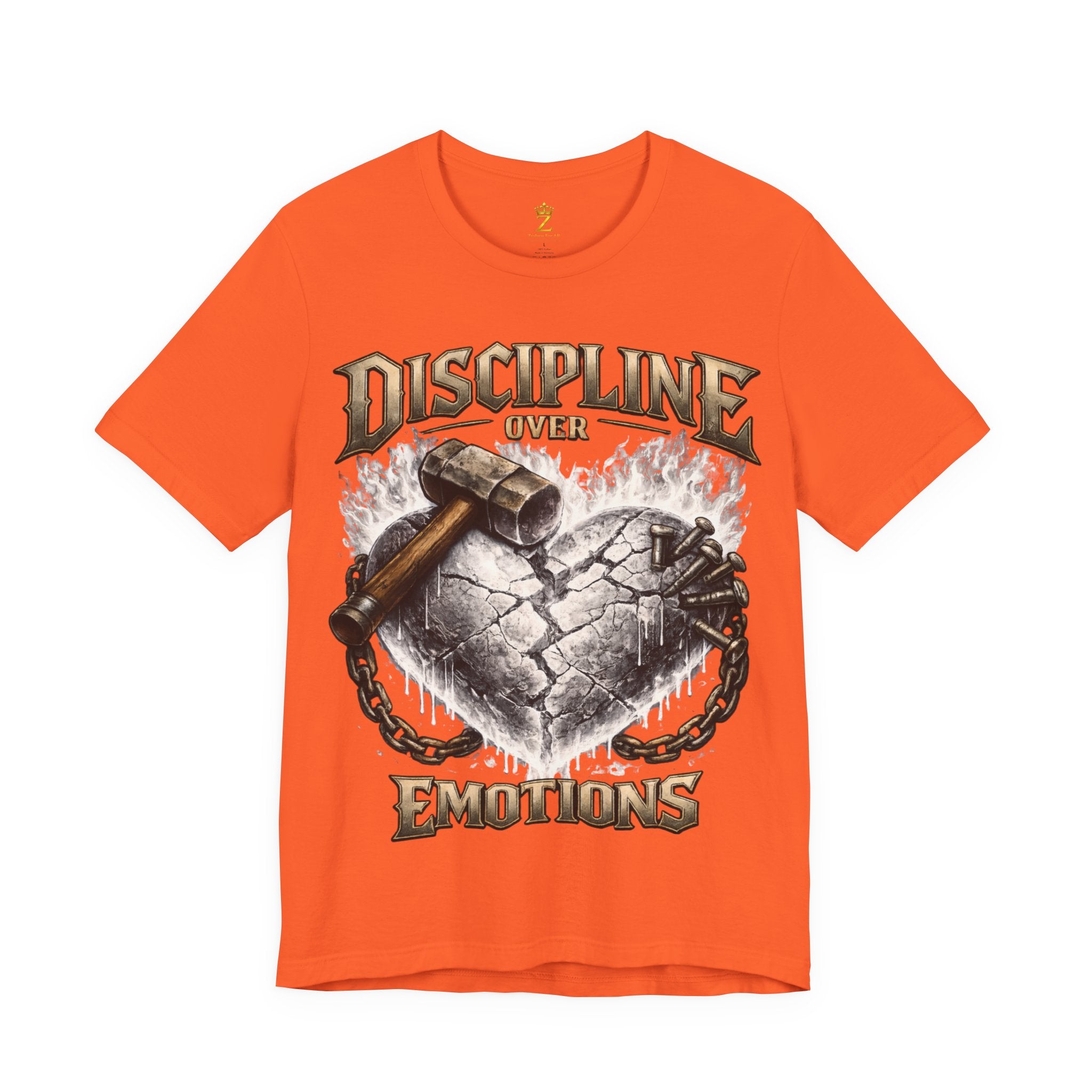 Discipline Over Emotions Premium Graphic T-Shirt (White Heart) Printify
