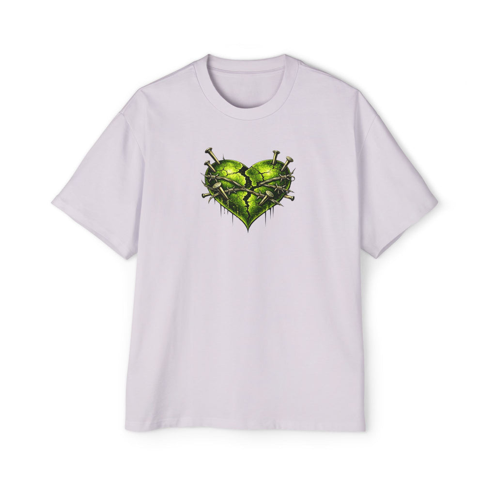 Adult *Oversized* Discipline Over Emotions (Back) Graphic Tee (Lime Green Heart) Printify
