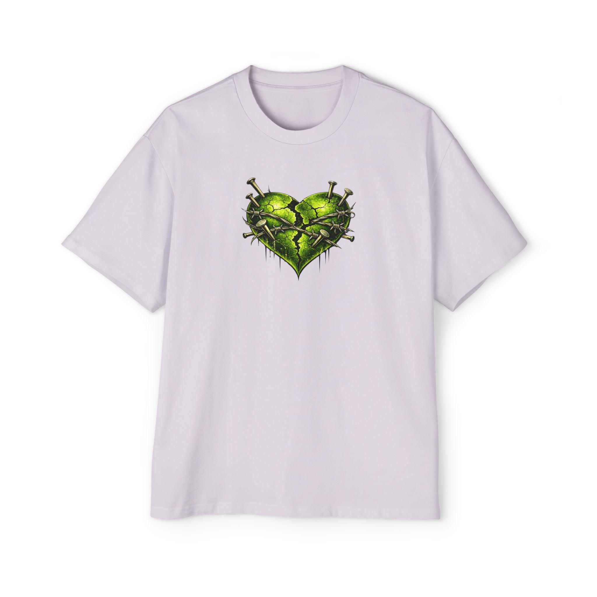 Adult *Oversized* Discipline Over Emotions (Back) Graphic Tee (Lime Green Heart) Printify