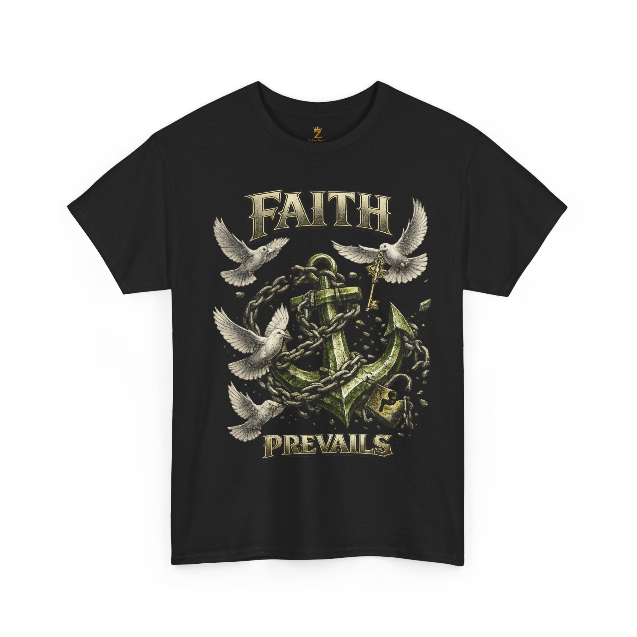Adult Faith Prevails Anchor T-Shirt (Green Anchor) Printify