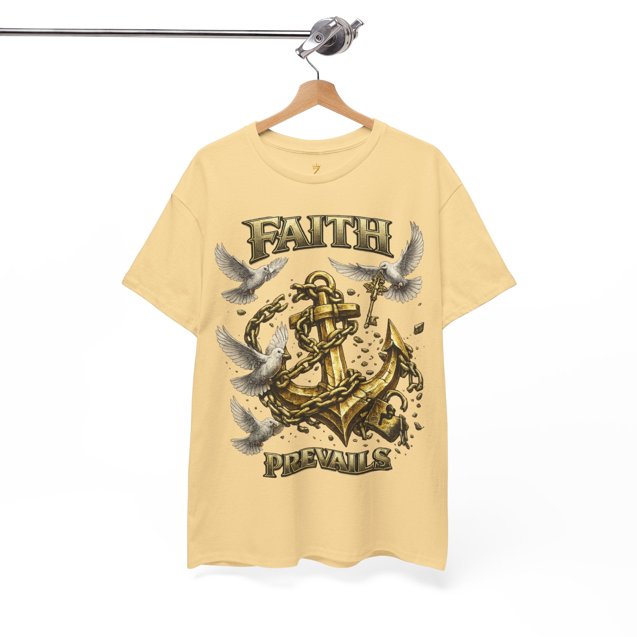 Adult Faith Prevails Anchor T-Shirt (Gold Anchor) Printify