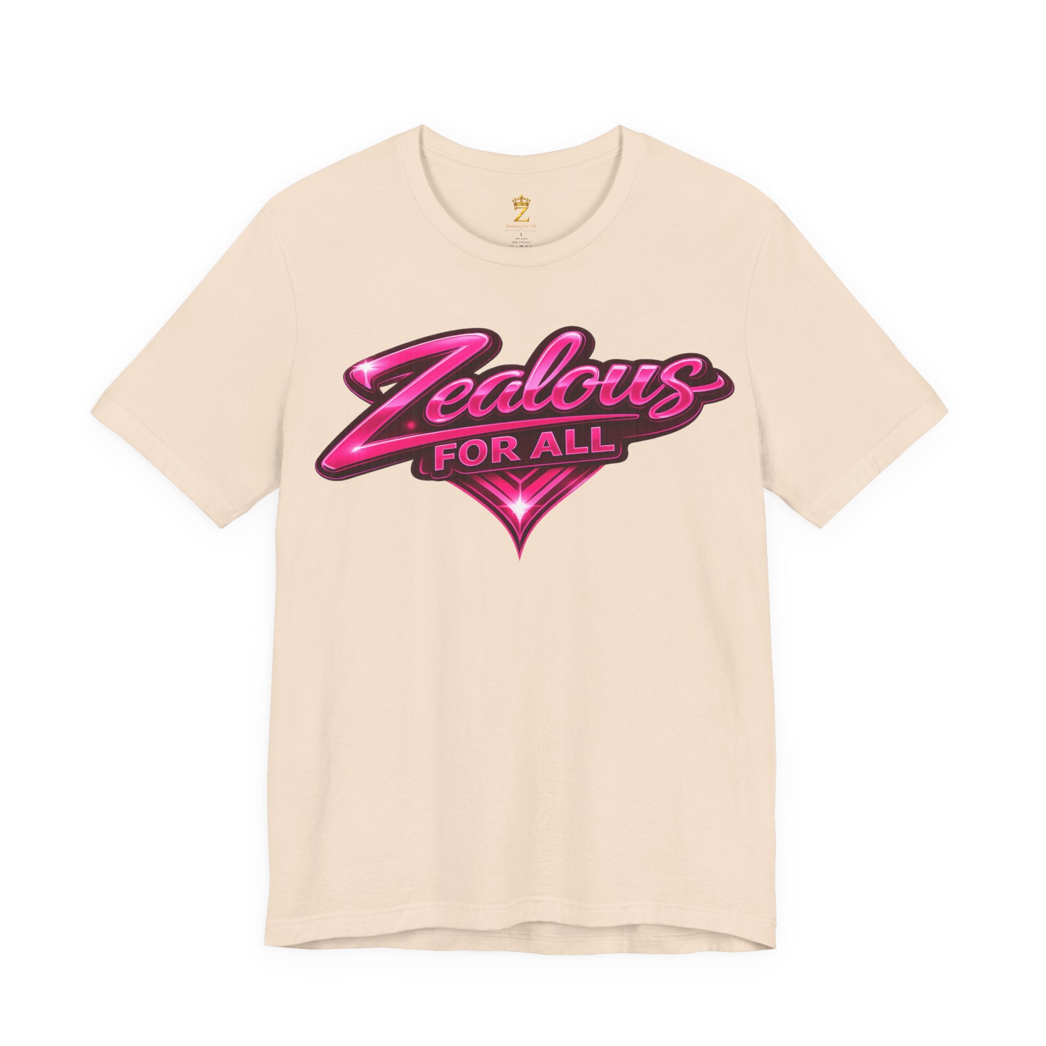 Zealous For All Graphic T-Shirt (Hot Pink Logo) Printify