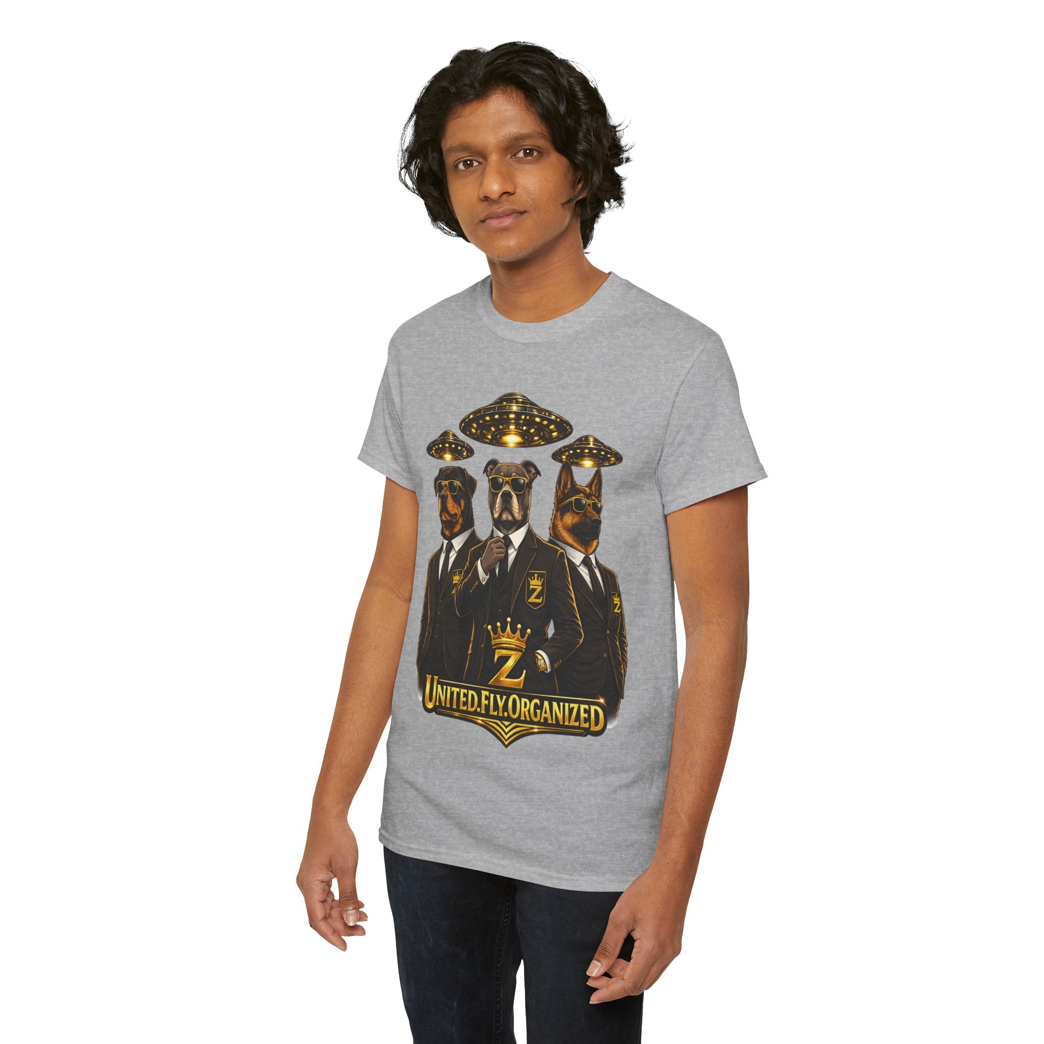 Adult "United. Fly. Organized." Graphic Tee (Gold) Printify