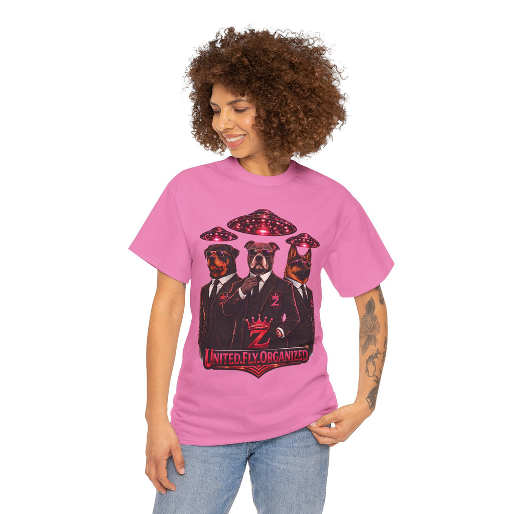 Adult "United. Fly. Organized." Graphic Tee (Hot Pink) Printify