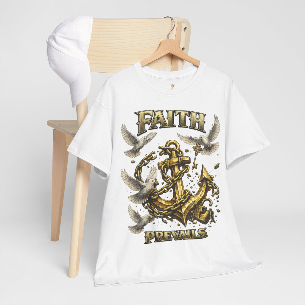 Adult Faith Prevails Anchor T-Shirt (Gold Anchor) Printify