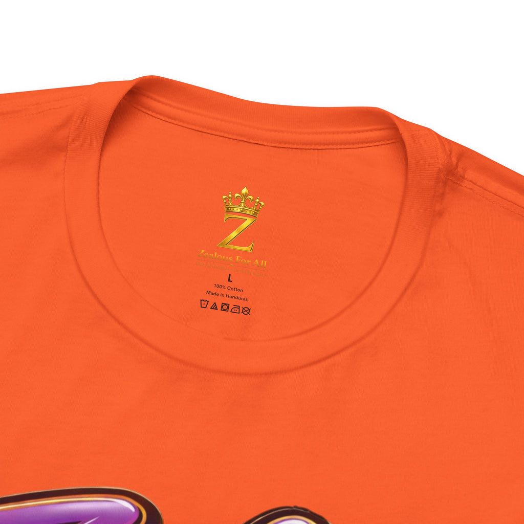 CUSTOM Zealous For All Graphic T-Shirt (Purple & Gold Trim Logo)