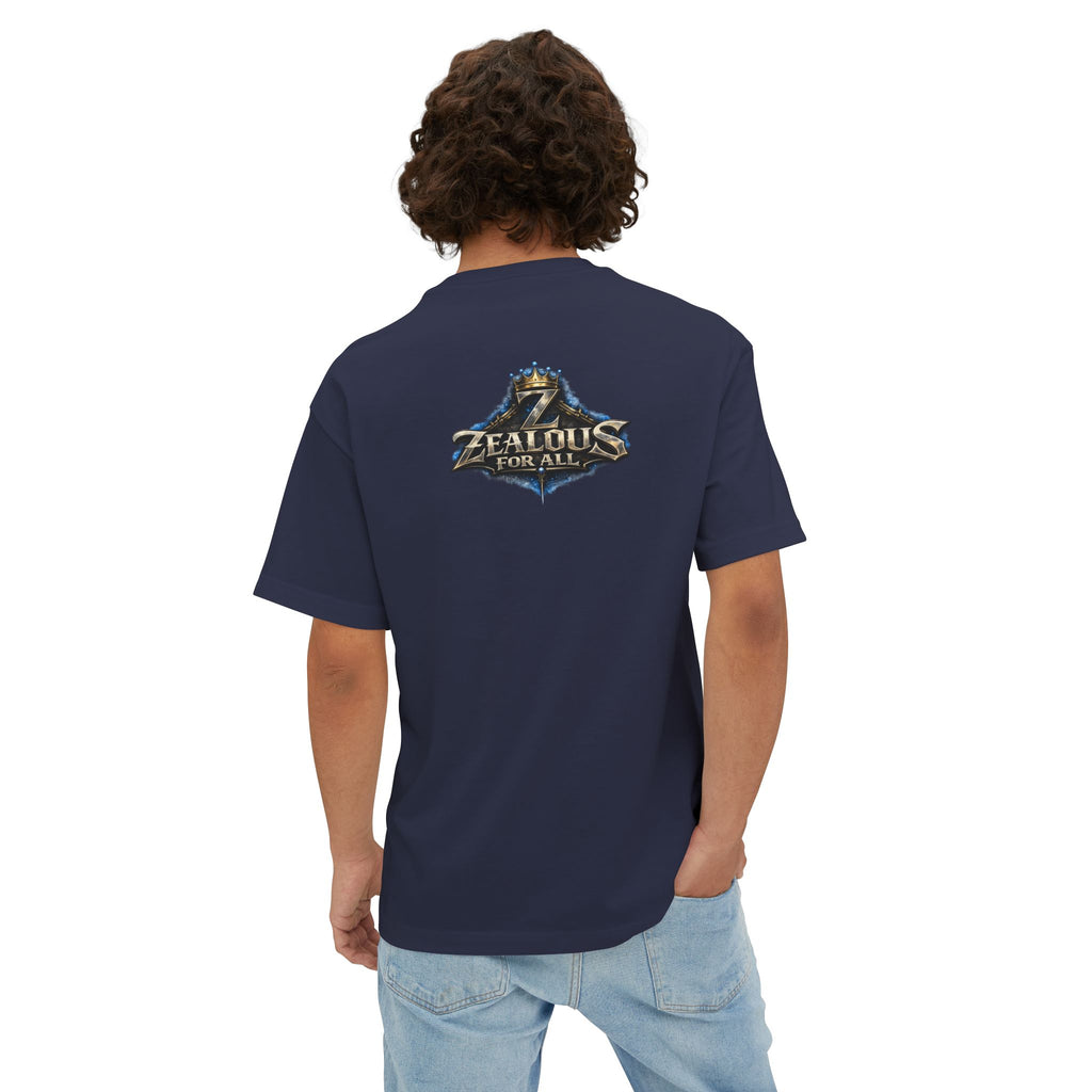 Adult *Oversized* Discipline Over Emotions Graphic T-Shirt (Blue Heart) - Zealous For All