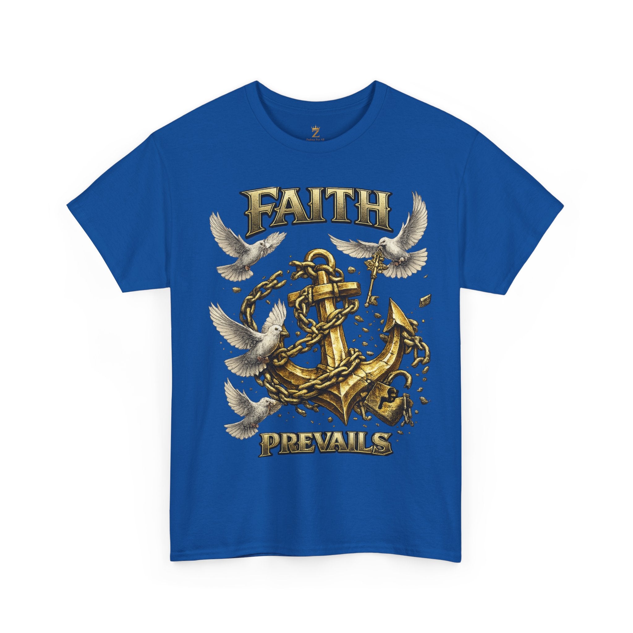 Adult Faith Prevails Anchor T-Shirt (Gold Anchor) Printify