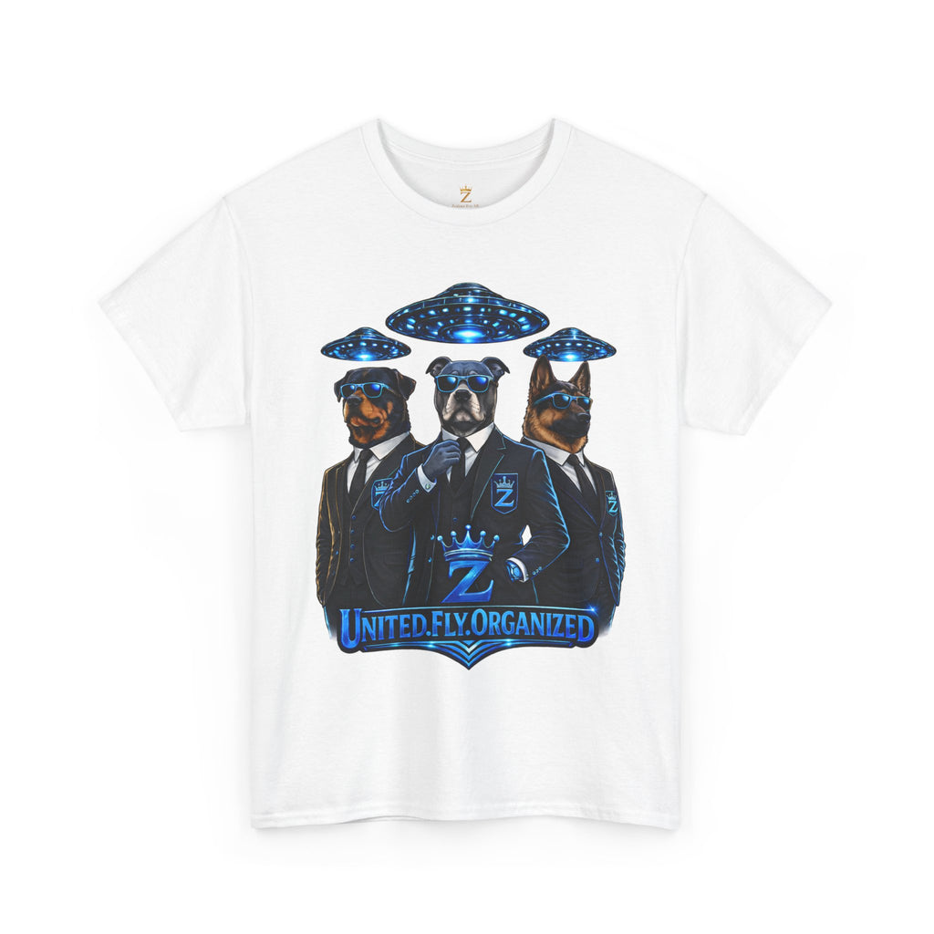 Adult "United. Fly. Organized." Graphic Tee (Blue) Printify