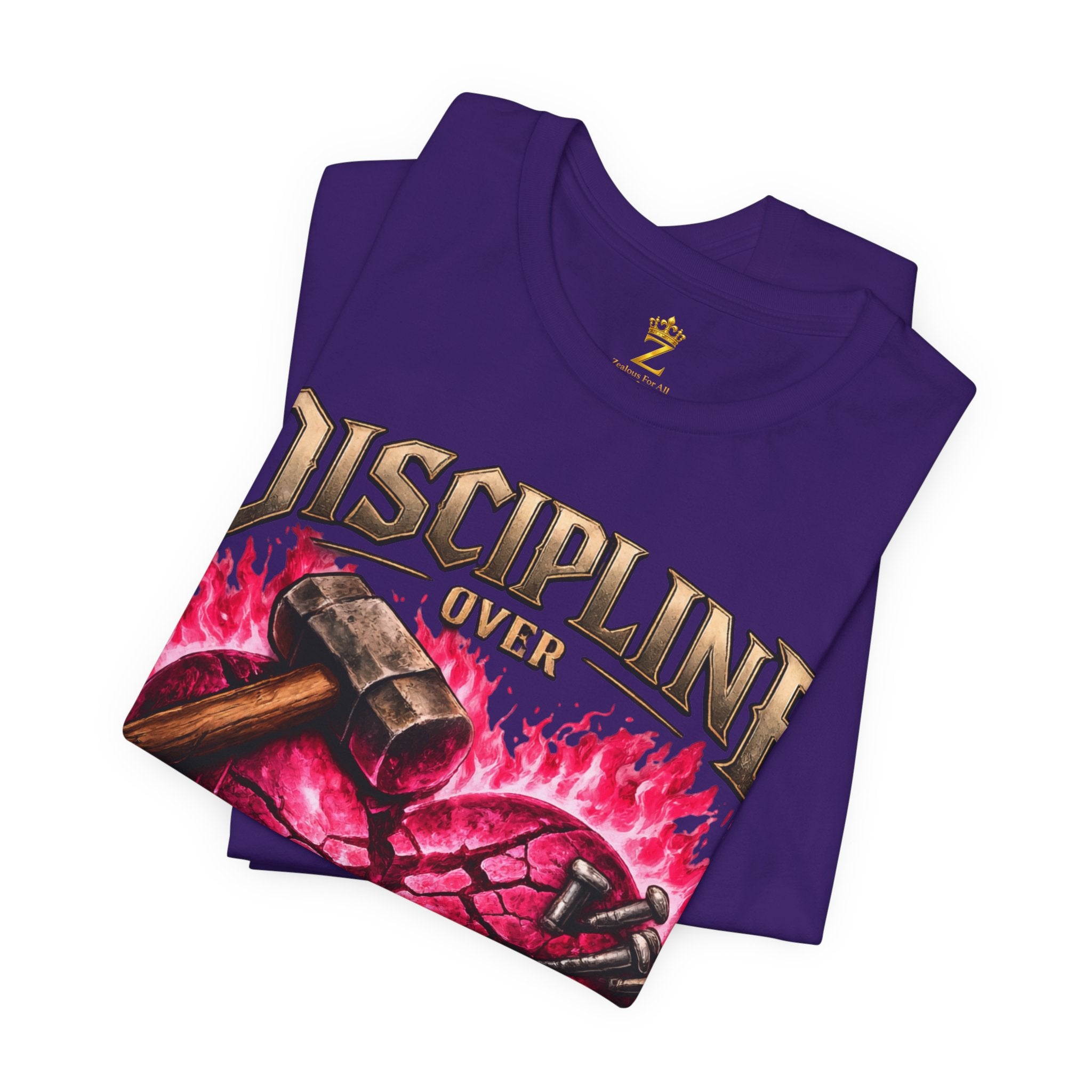 Discipline Over Emotions Premium Graphic T-Shirt (Hot Pink Heart) Printify