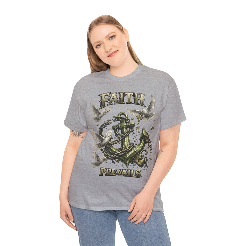 Adult Faith Prevails Anchor T-Shirt (Green Anchor) Printify