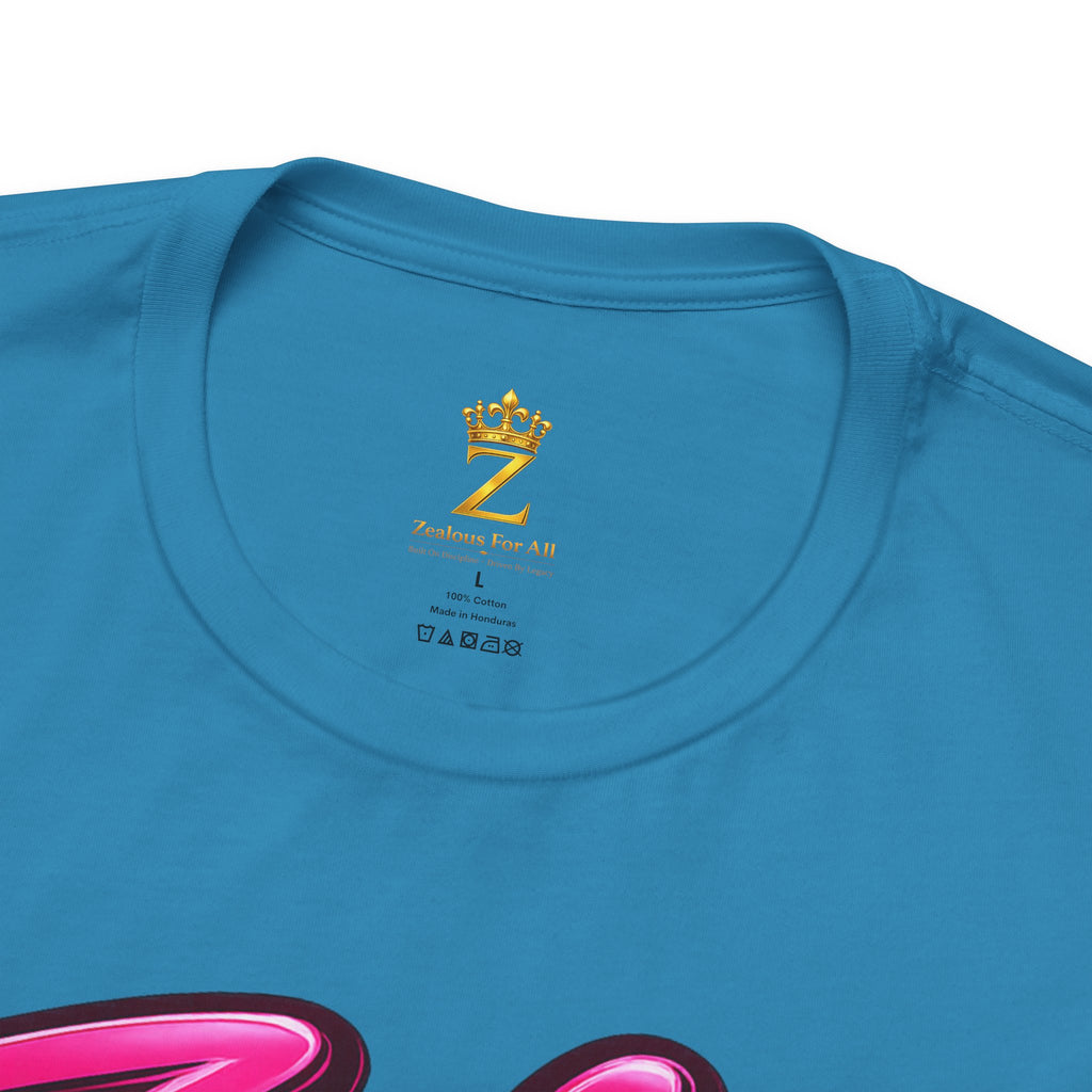 Zealous For All Graphic T-Shirt (Hot Pink Logo) Printify
