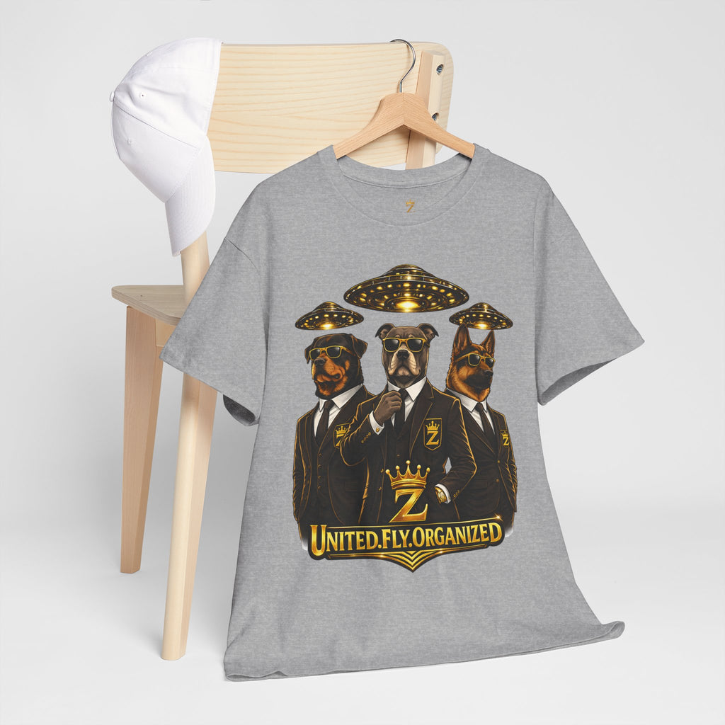 Adult "United. Fly. Organized." Graphic Tee (Gold) Printify