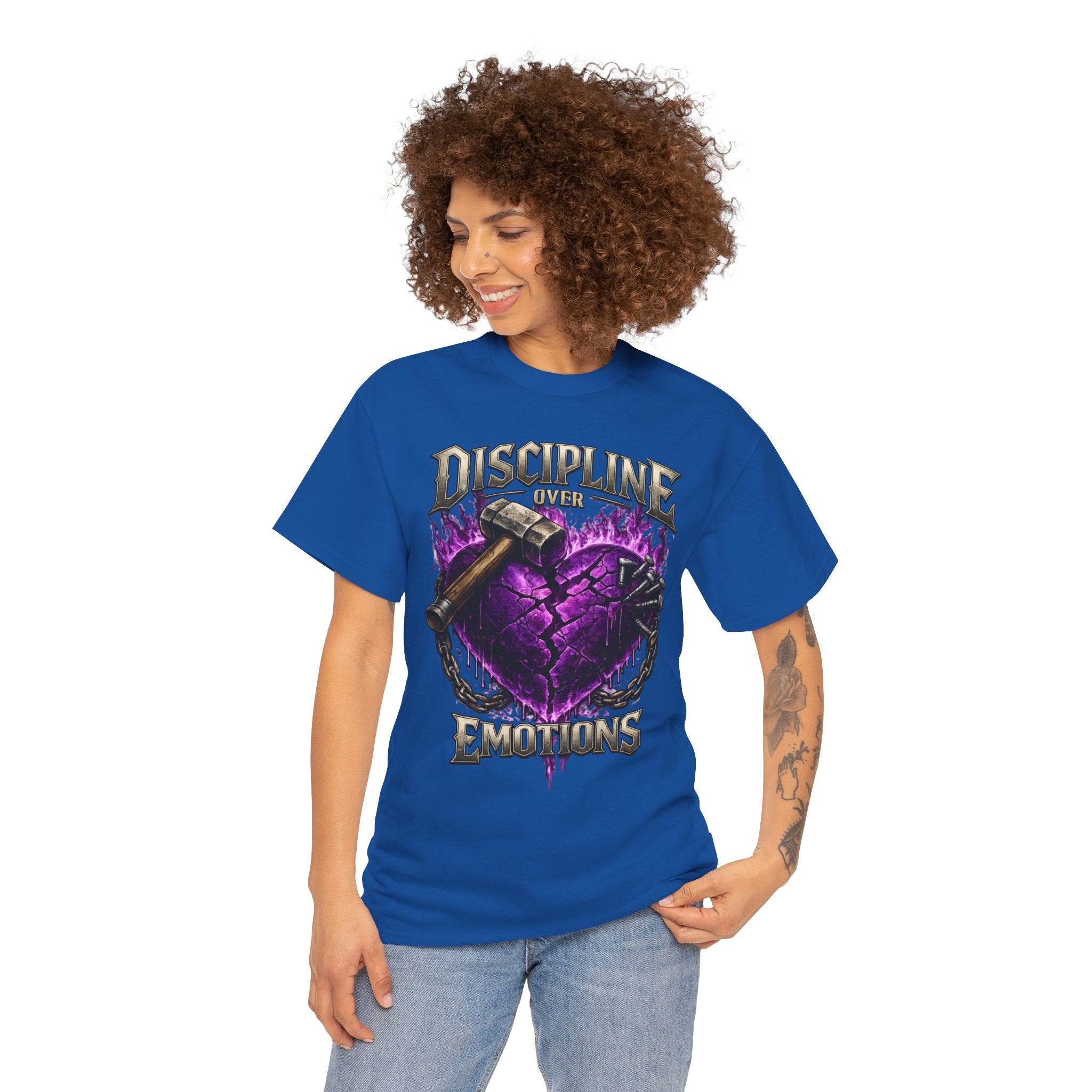 Adult Discipline Over Emotions Graphic T-Shirt (Purple Heart)