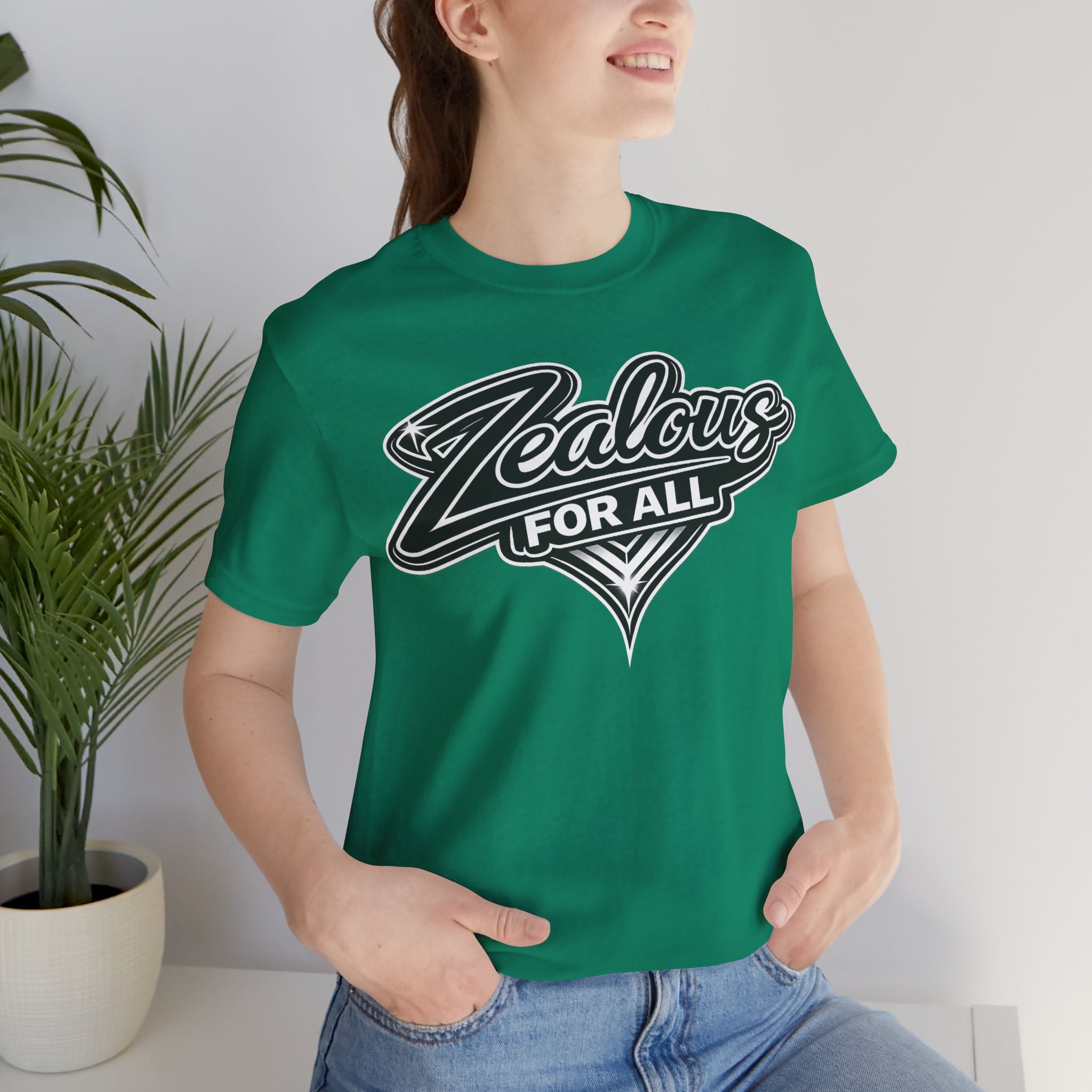 Zealous For All Graphic T-Shirt (Black Logo) Printify