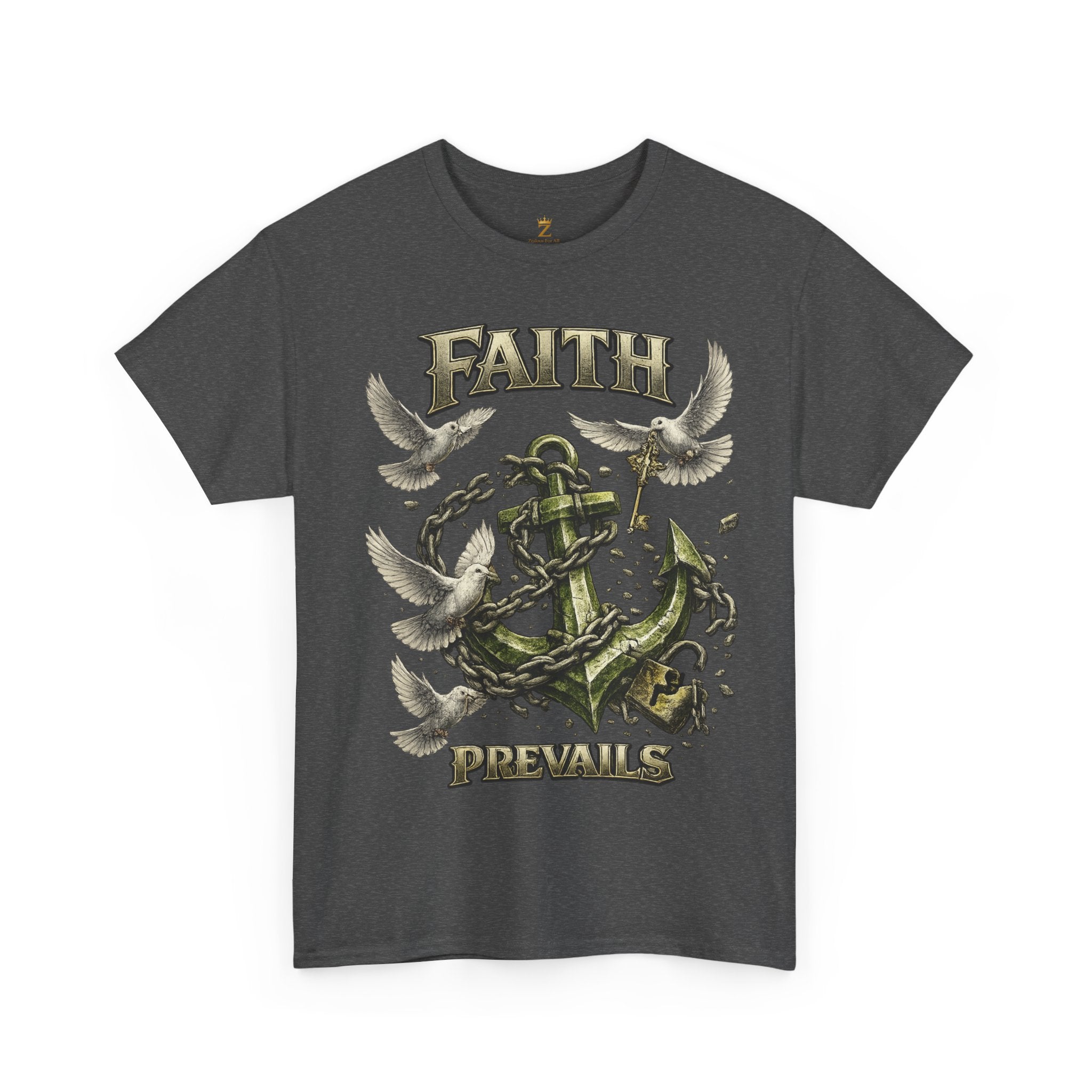 Adult Faith Prevails Anchor T-Shirt (Green Anchor) Printify