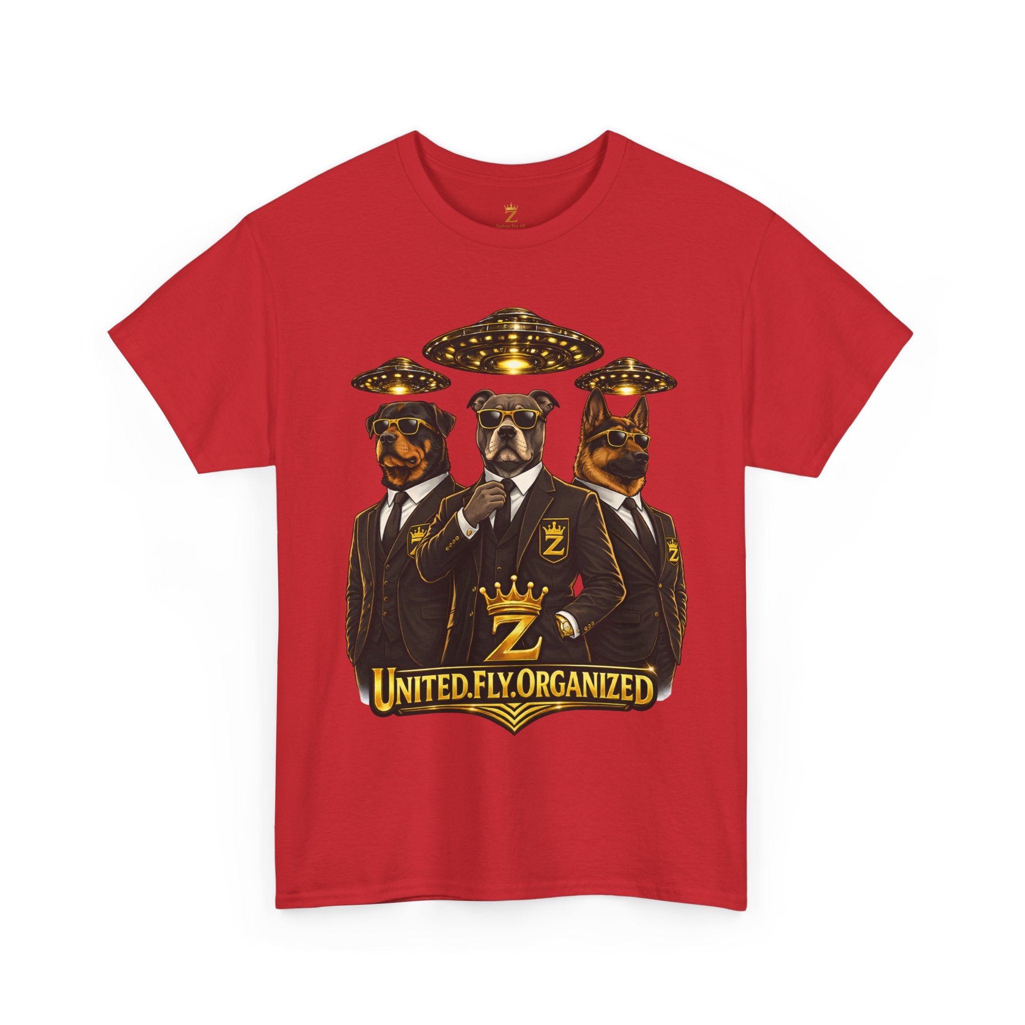 Adult "United. Fly. Organized." Graphic Tee (Gold) Printify