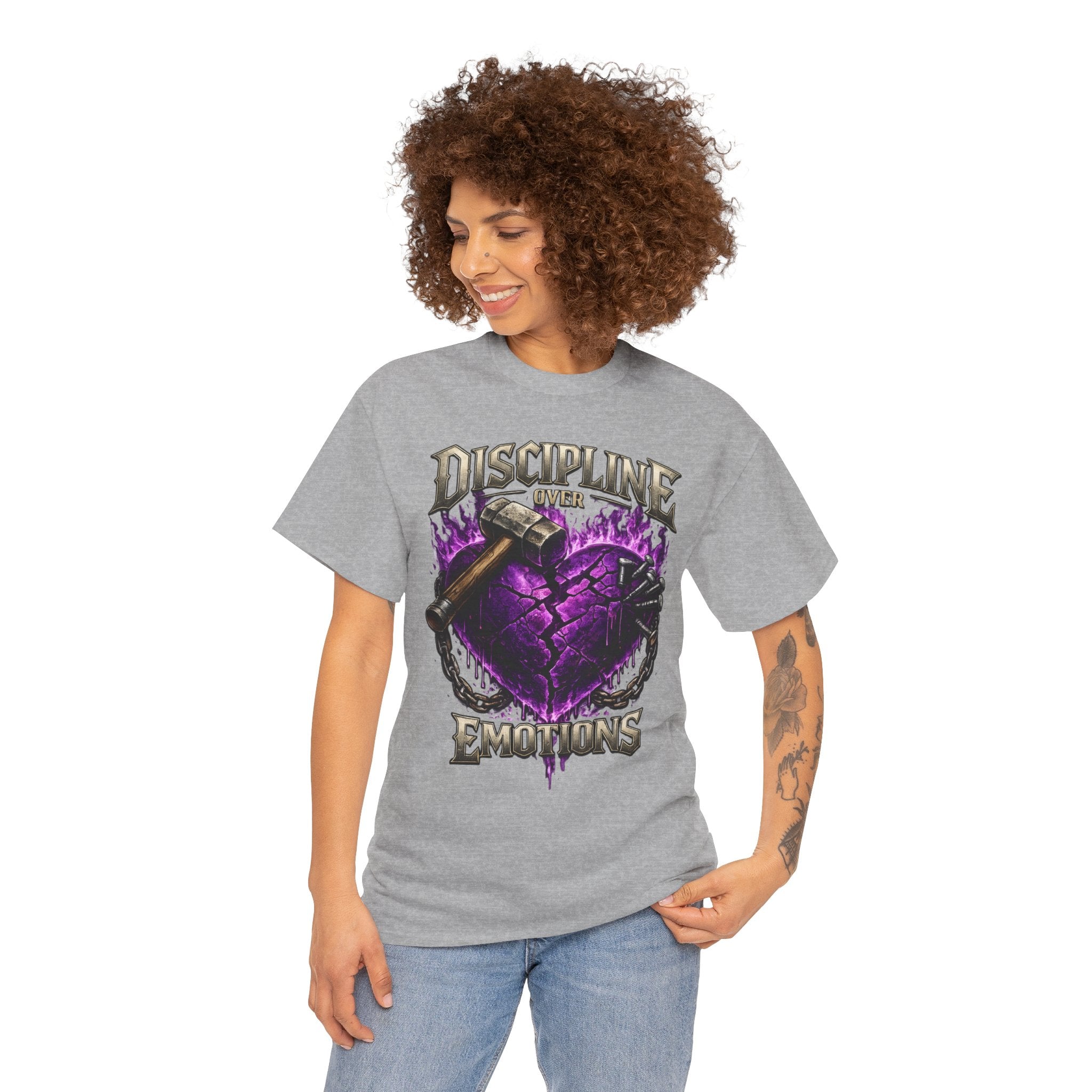 Adult Discipline Over Emotions Graphic T-Shirt (Purple Heart)