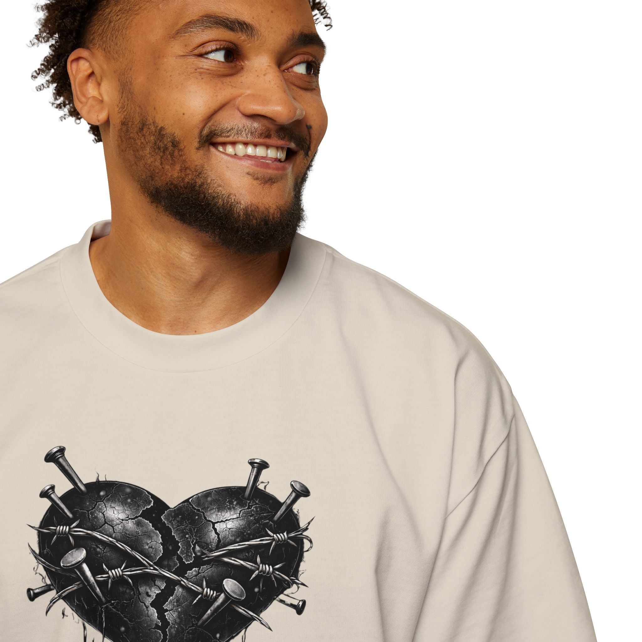 Oversized Discipline Over Emotions (Back) Graphic Tee (Black Heart) Printify