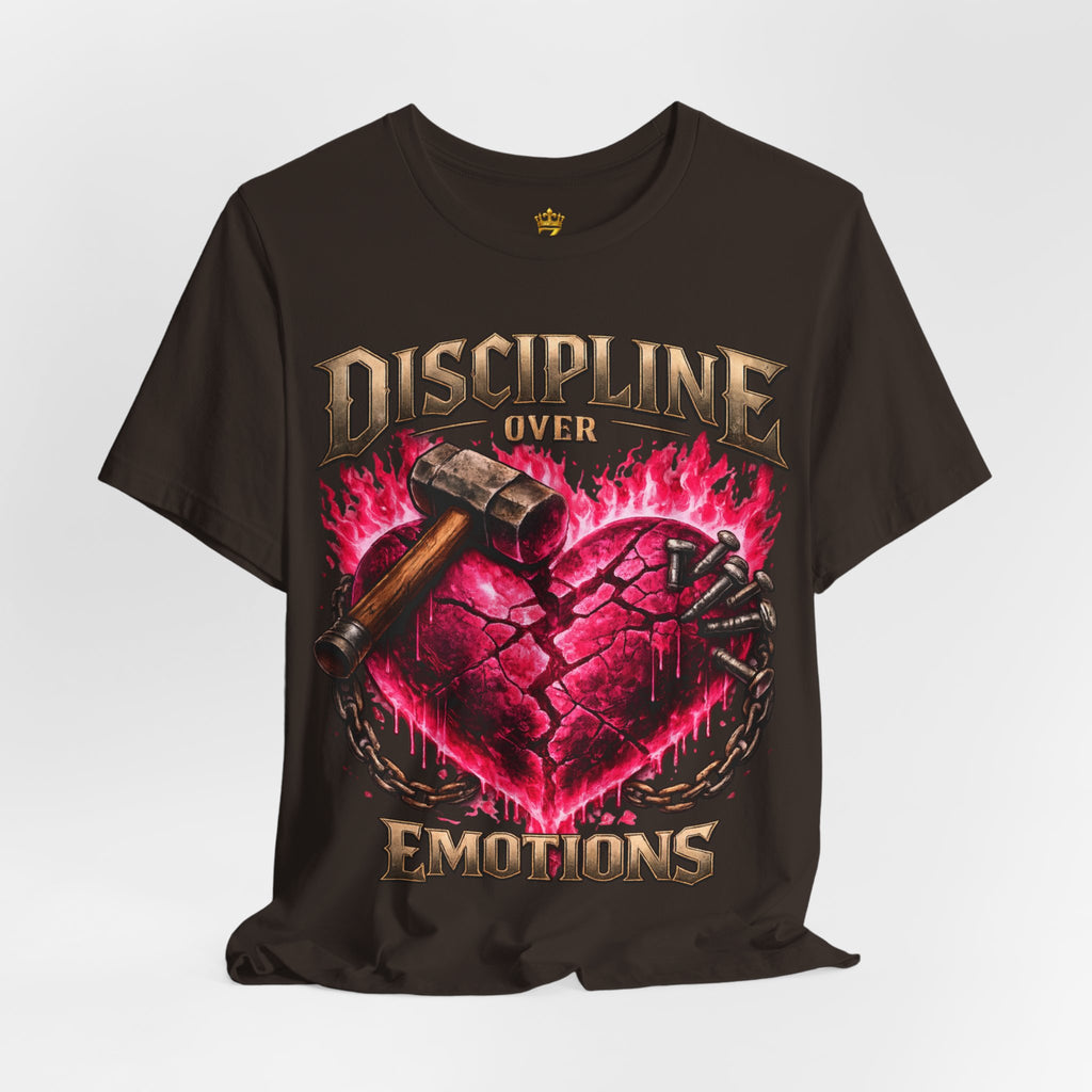 Discipline Over Emotions Premium Graphic T-Shirt (Hot Pink Heart) Printify