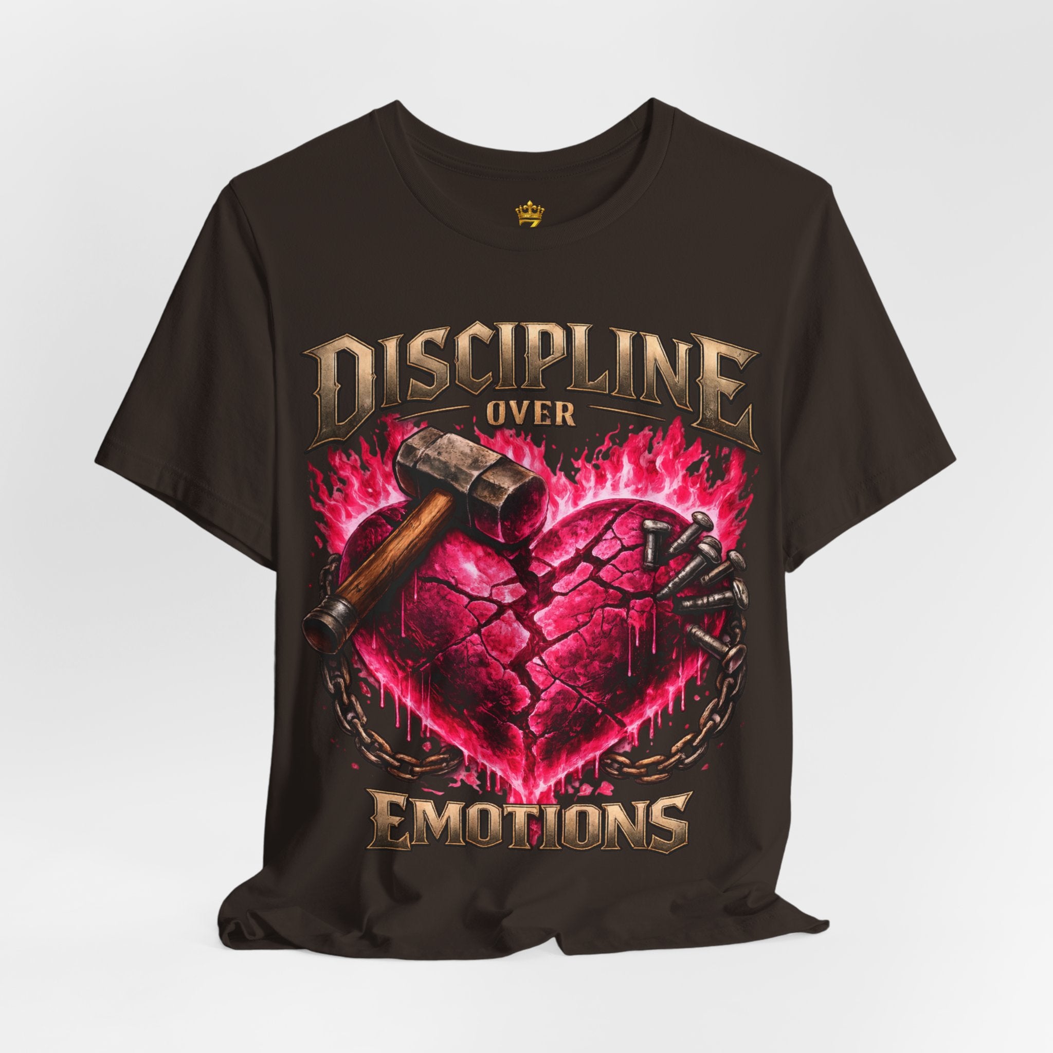 Discipline Over Emotions Premium Graphic T-Shirt (Hot Pink Heart) Printify