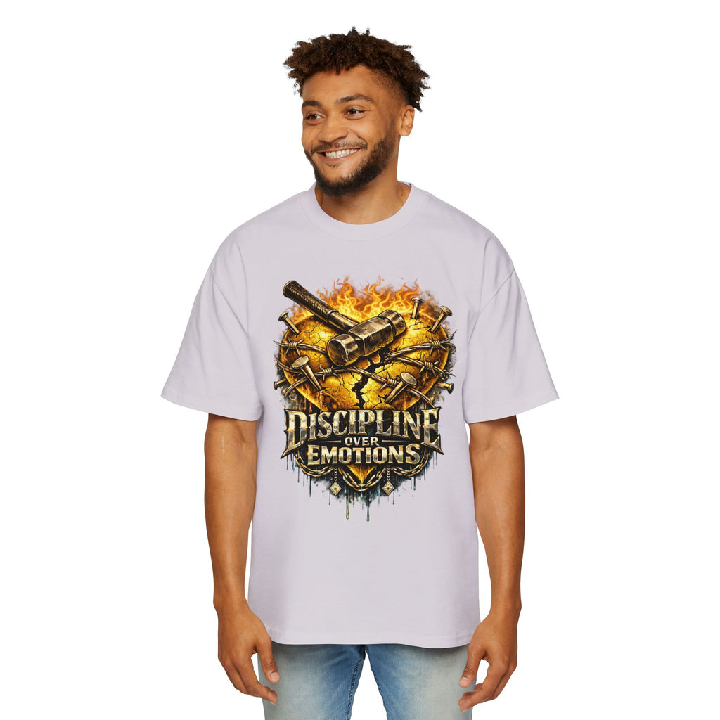 Oversized Discipline Over Emotions Graphic Tee (Gold Heart) Printify