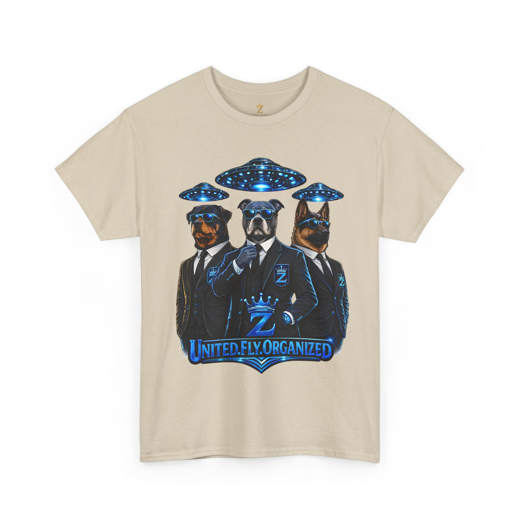Adult "United. Fly. Organized." Graphic Tee (Blue) Printify