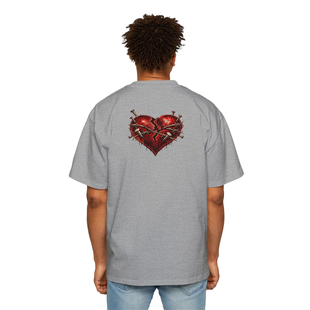 Oversized Discipline Over Emotions Graphic Tee (Front Red Heart) Printify
