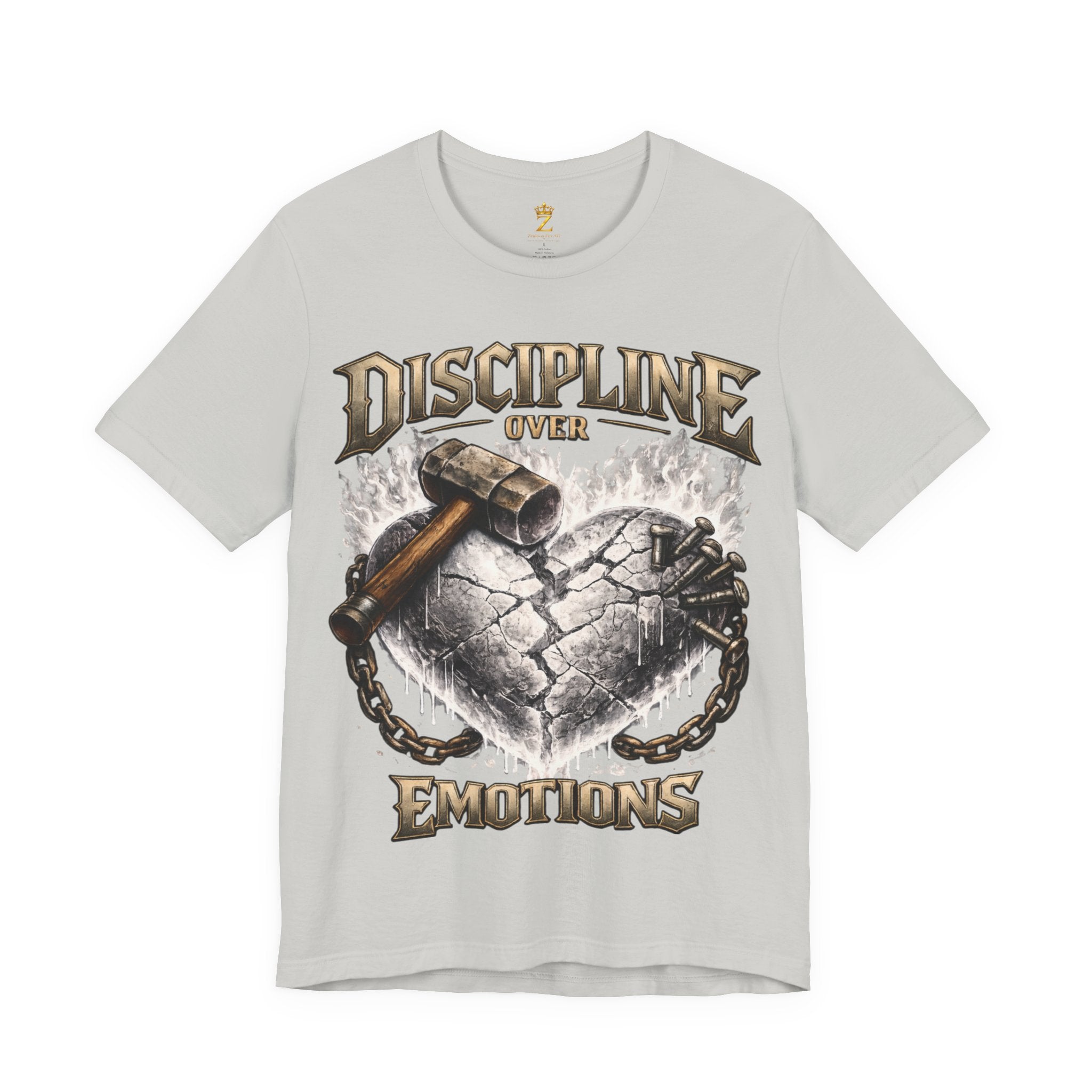 Discipline Over Emotions Premium Graphic T-Shirt (White Heart) Printify