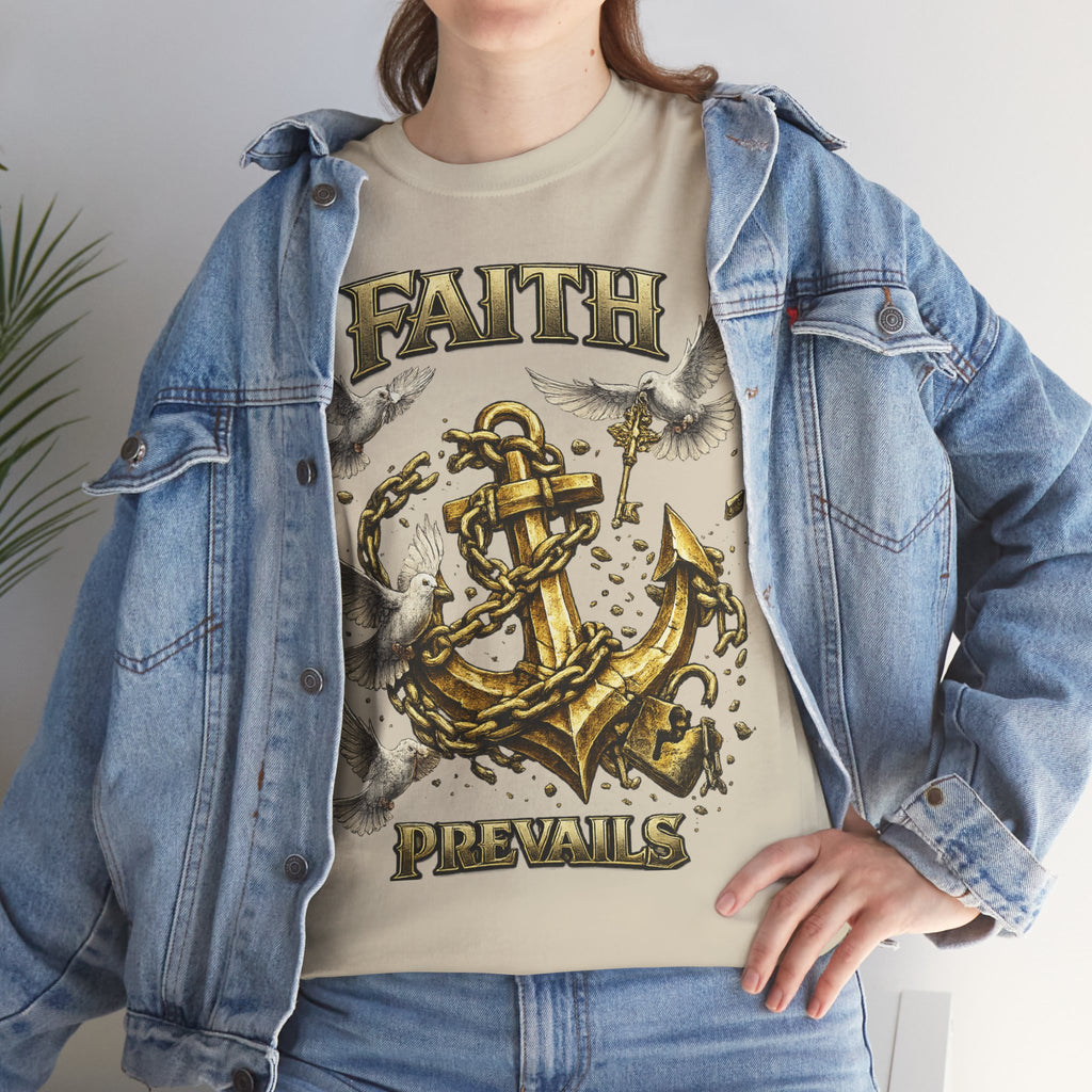 Adult Faith Prevails Anchor T-Shirt (Gold Anchor) Printify