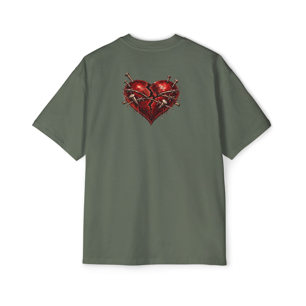 Oversized Discipline Over Emotions Graphic Tee (Front Red Heart) Printify