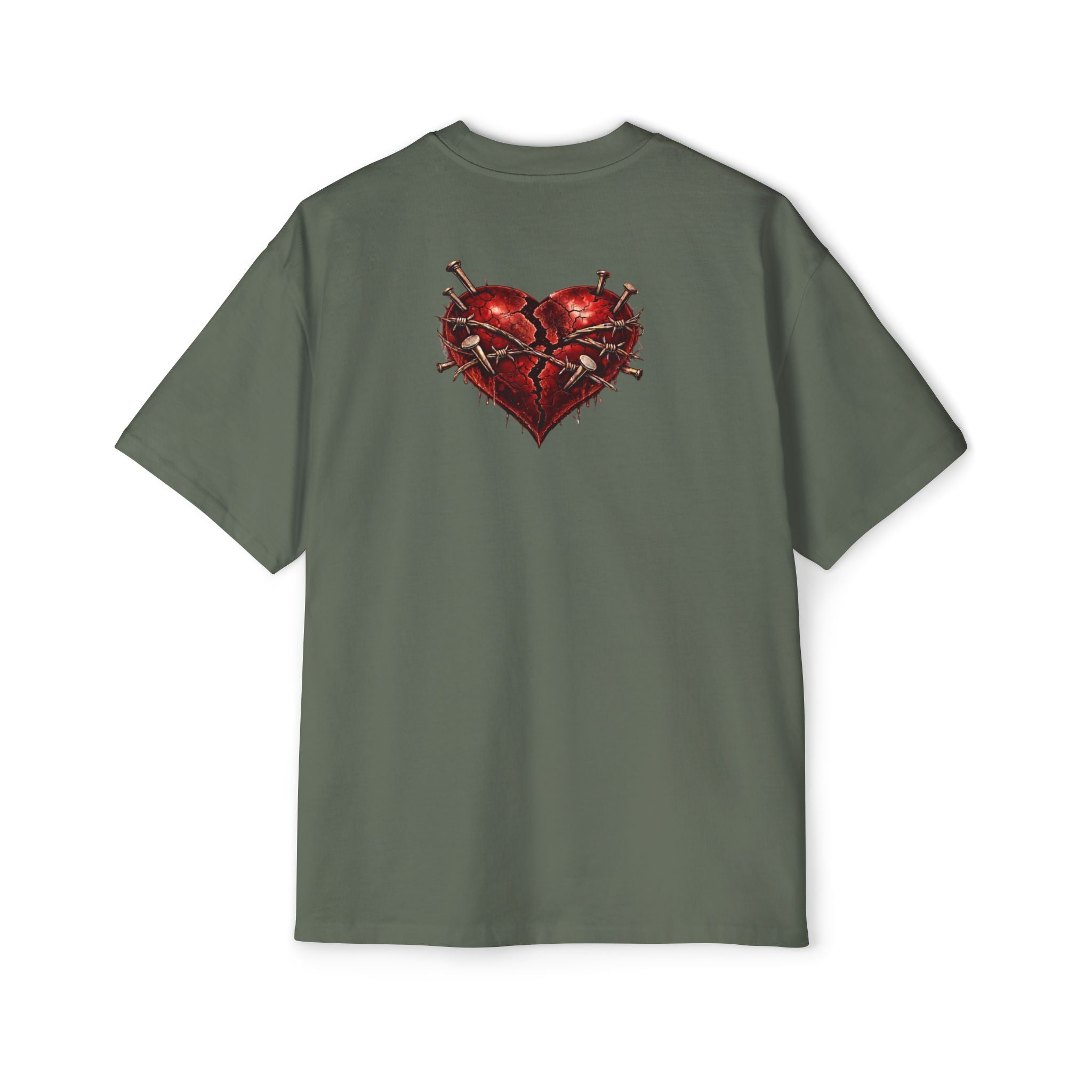 Oversized Discipline Over Emotions Graphic Tee (Front Red Heart) Printify