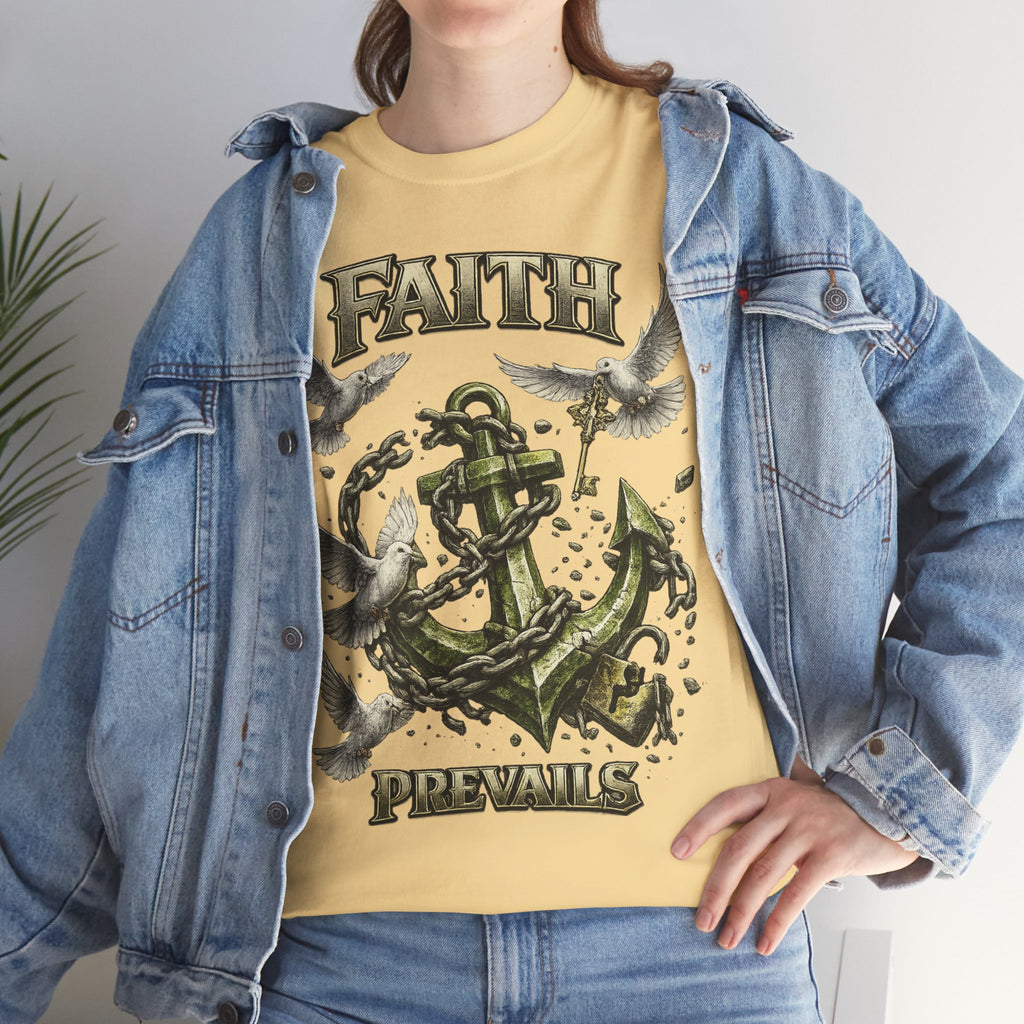 Adult Faith Prevails Anchor T-Shirt (Green Anchor) Printify