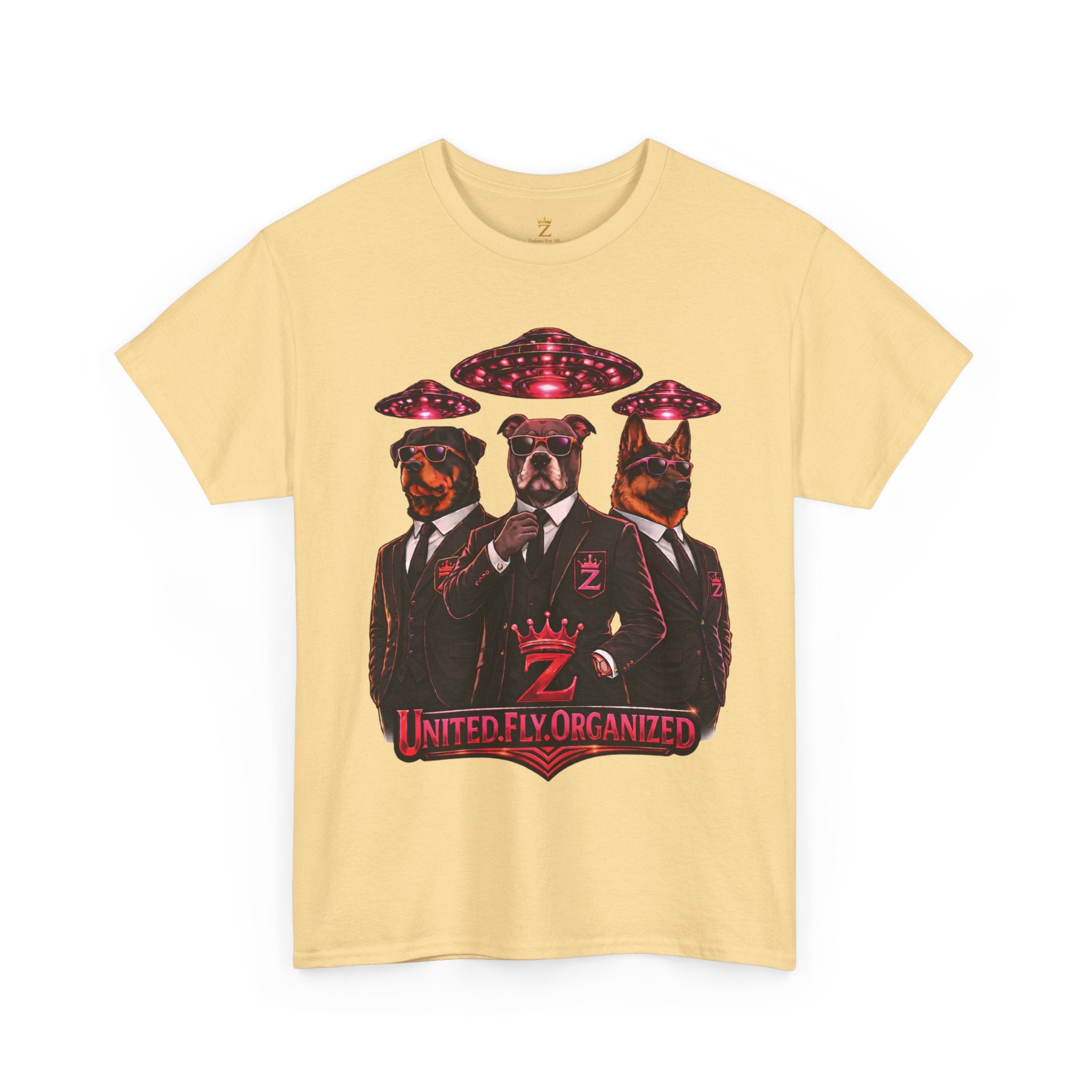 Adult "United. Fly. Organized." Graphic Tee (Hot Pink) Printify