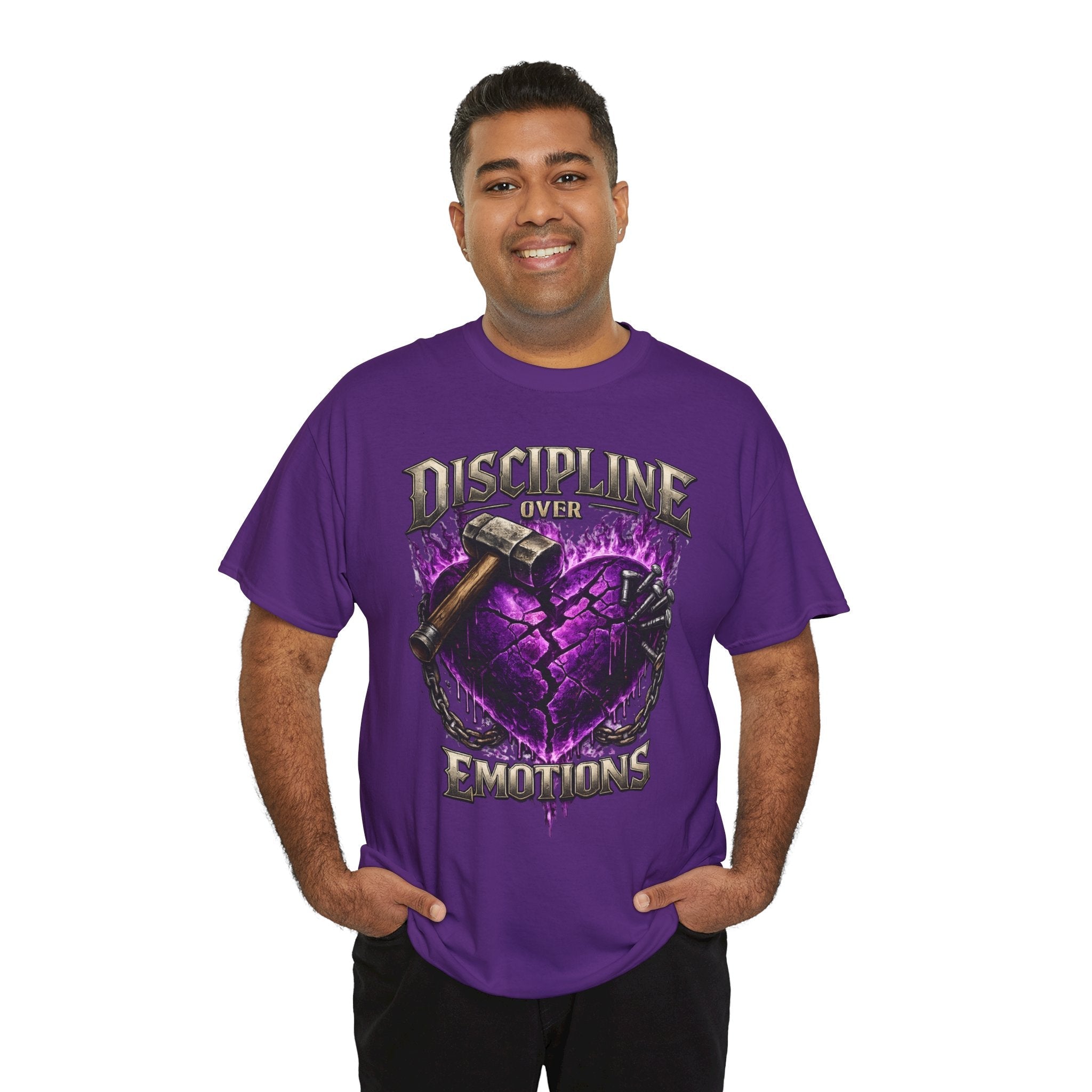 Adult Discipline Over Emotions Graphic T-Shirt (Purple Heart)