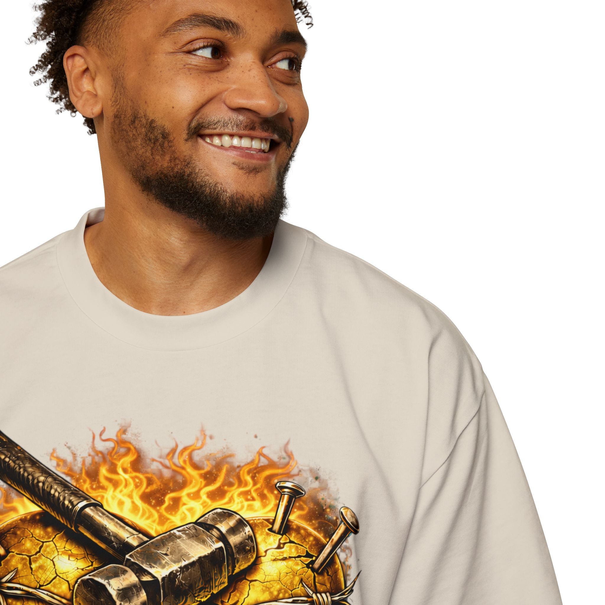 Oversized Discipline Over Emotions Graphic Tee (Gold Heart) Printify