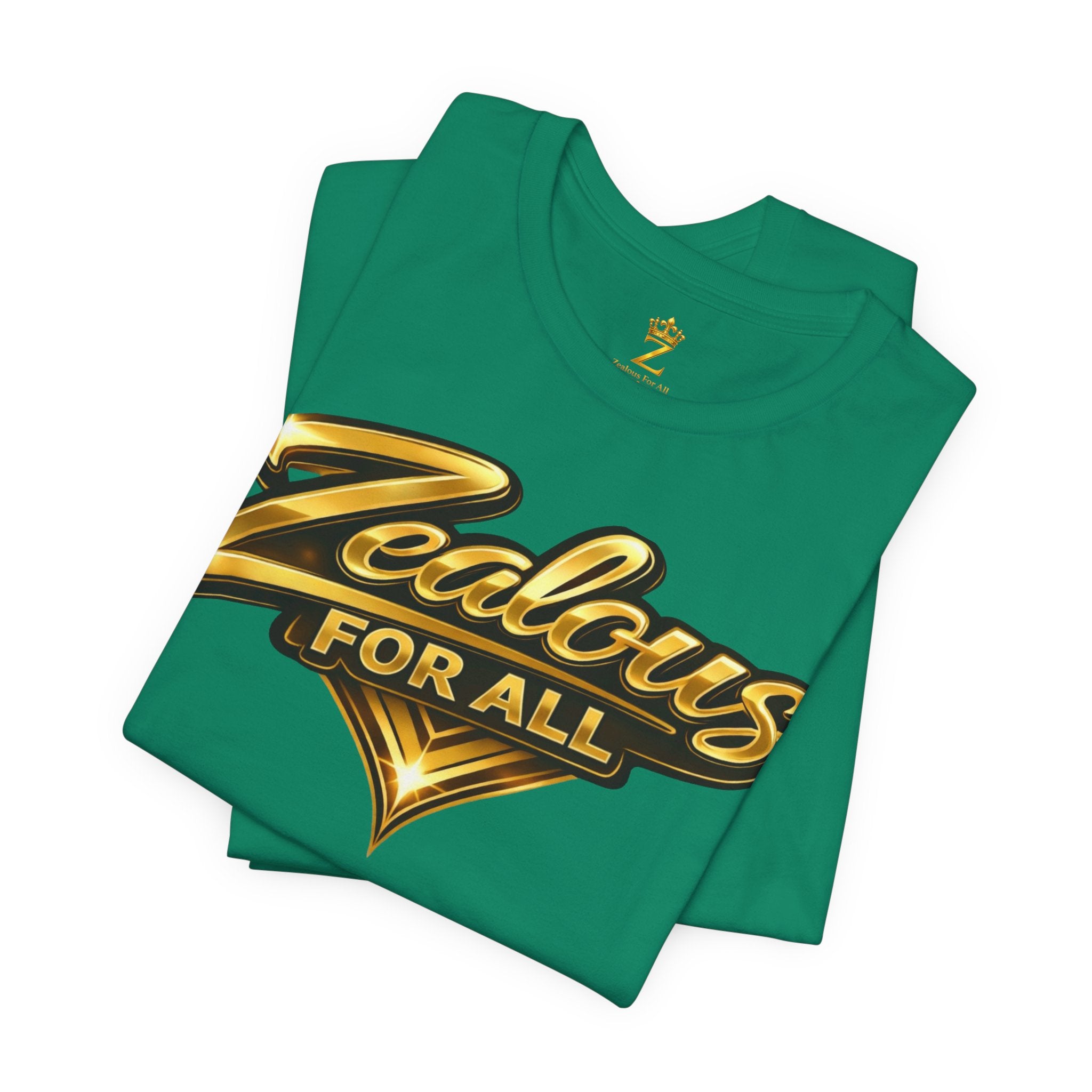Zealous For All Graphic T-Shirt (Gold Logo) Printify