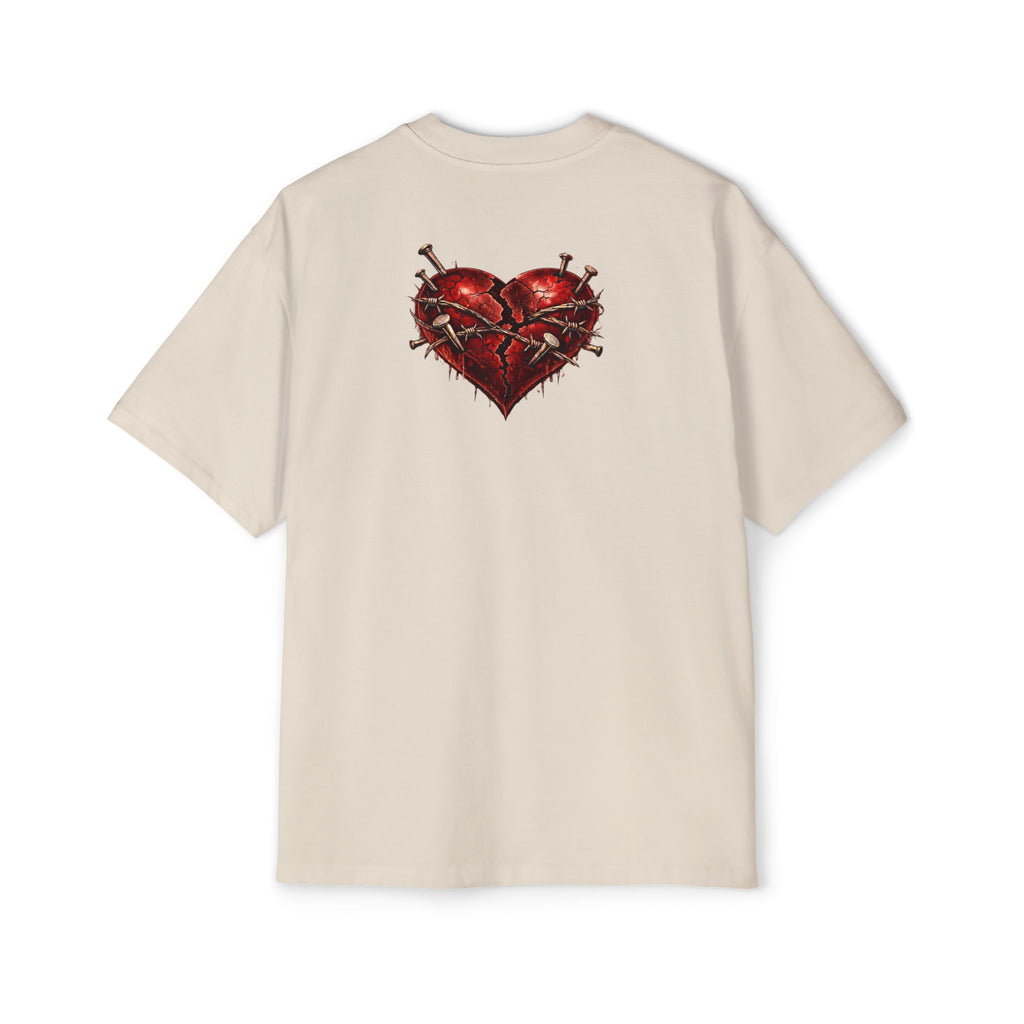 Oversized Discipline Over Emotions Graphic Tee (Front Red Heart) Printify