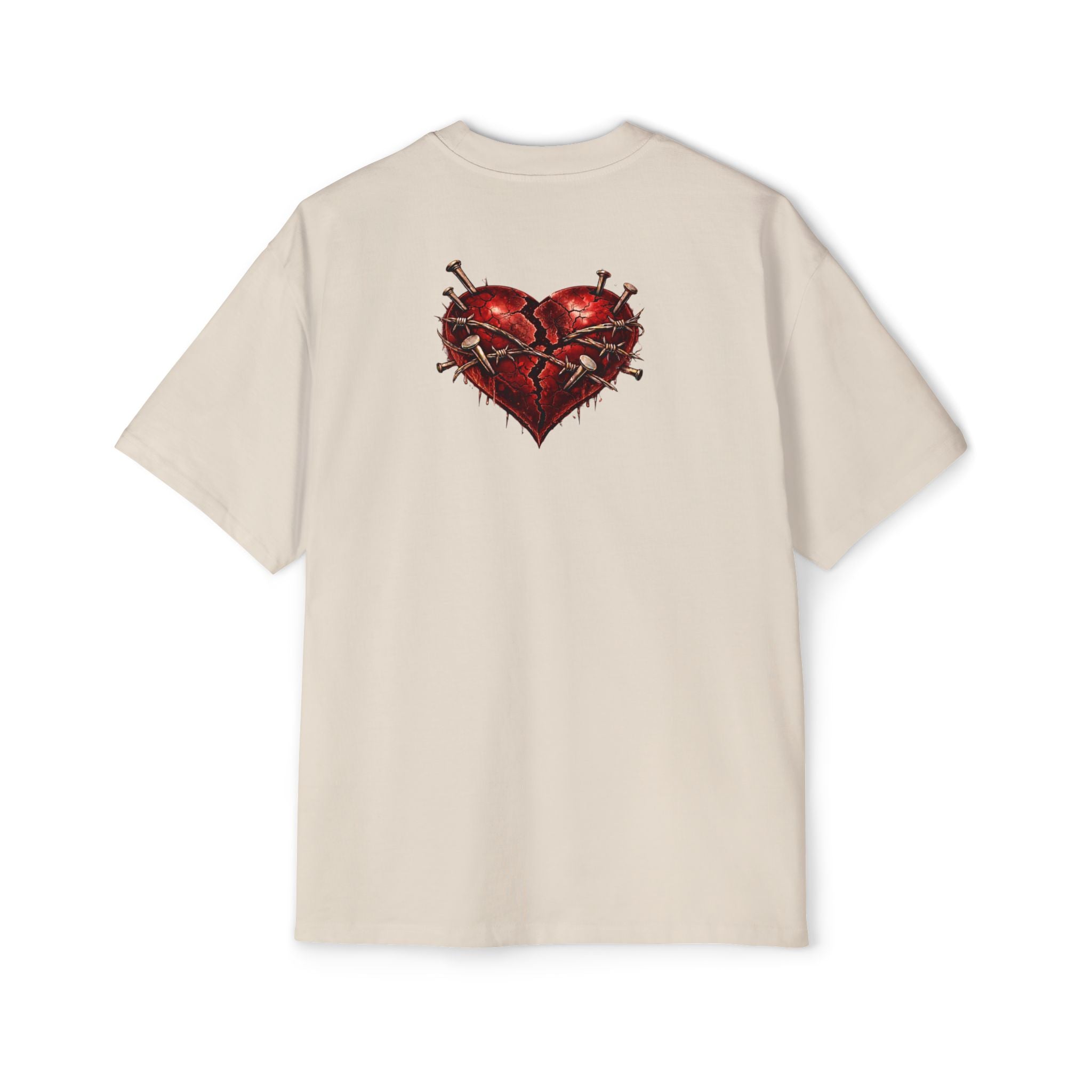 Oversized Discipline Over Emotions Graphic Tee (Front Red Heart) Printify