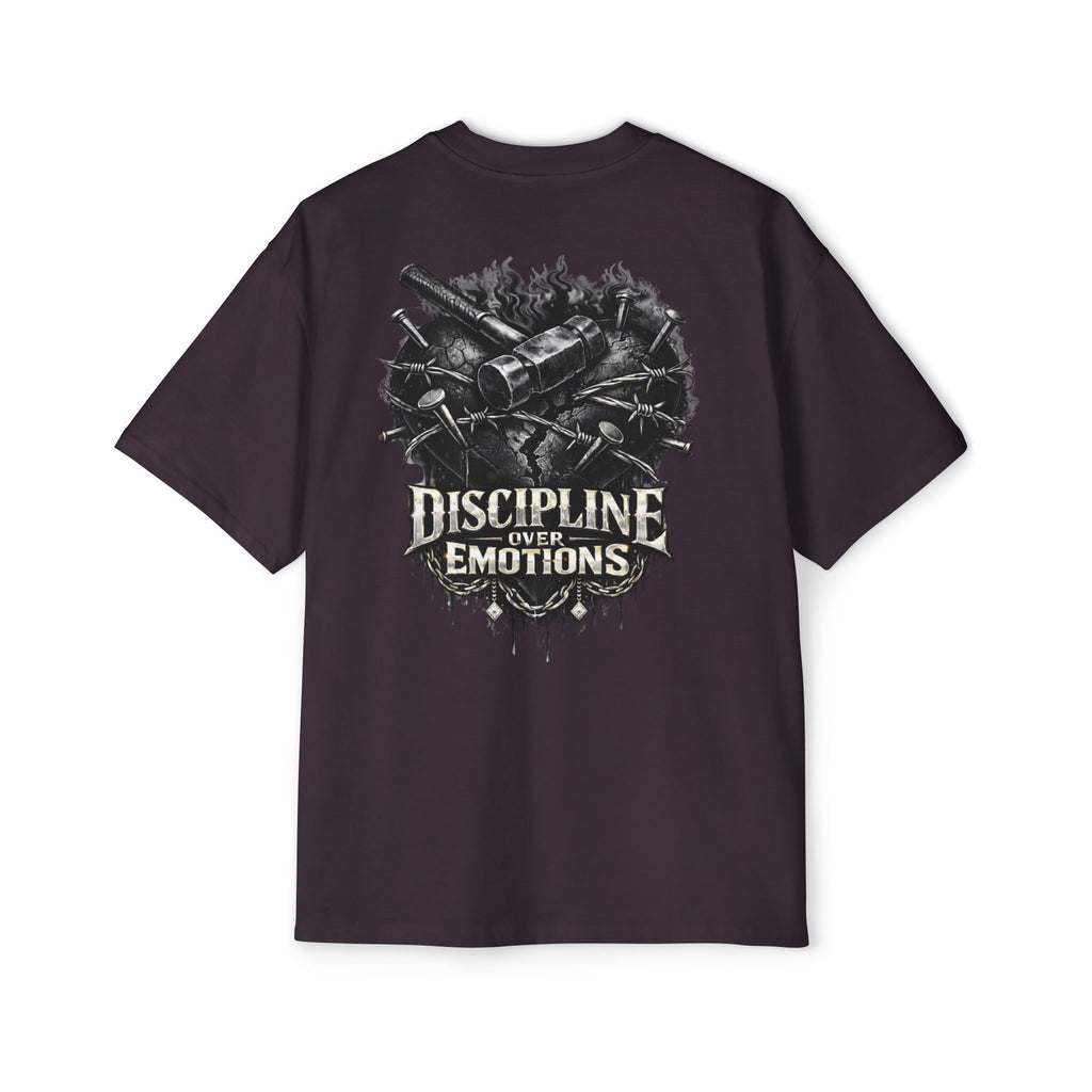 Oversized Discipline Over Emotions (Back) Graphic Tee (Black Heart) Printify