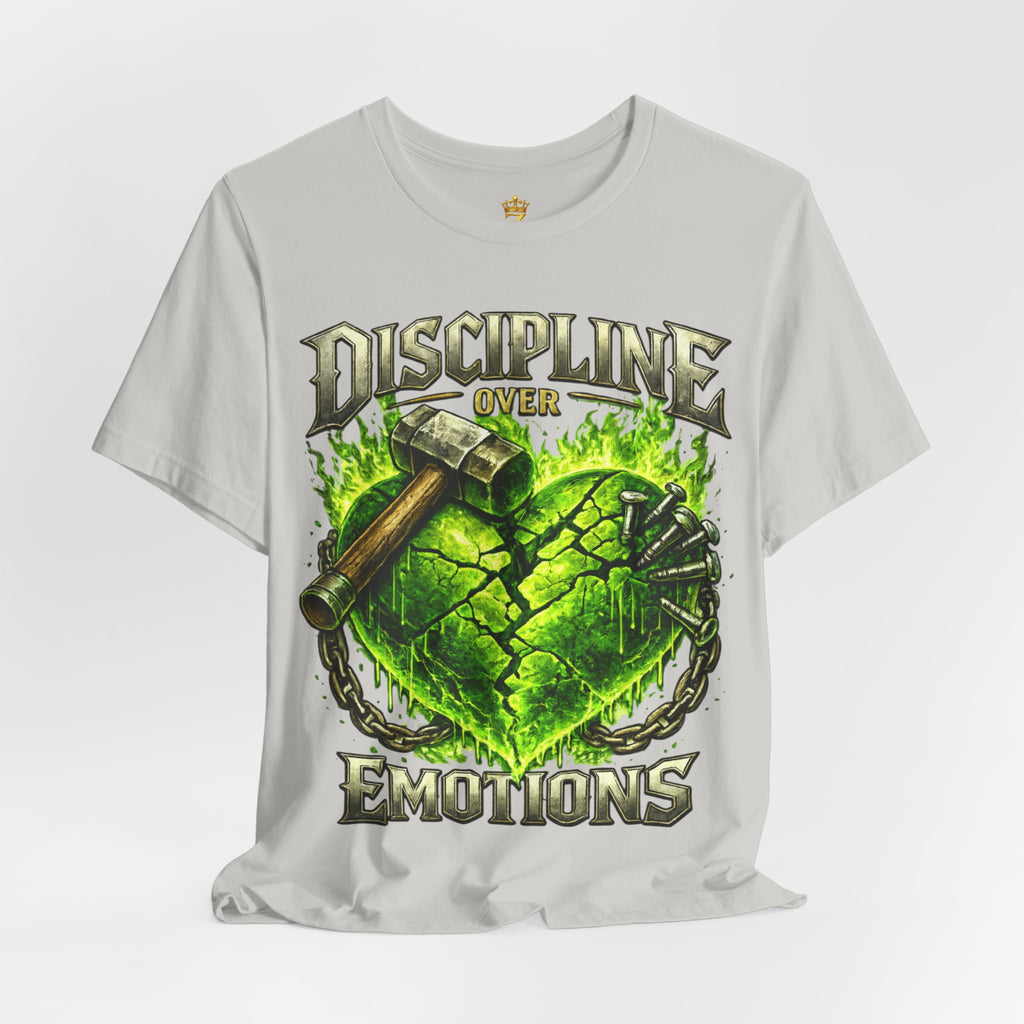 Discipline Over Emotions Premium Graphic T-Shirt (Lime Green Heart) Printify