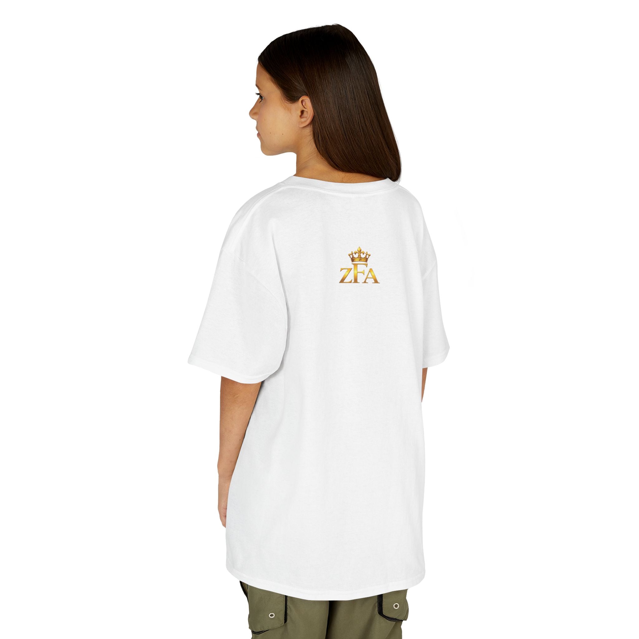 First Kids Zealous For All T-Shirt Drop 01 — Gold Logo Kids Tee Printify
