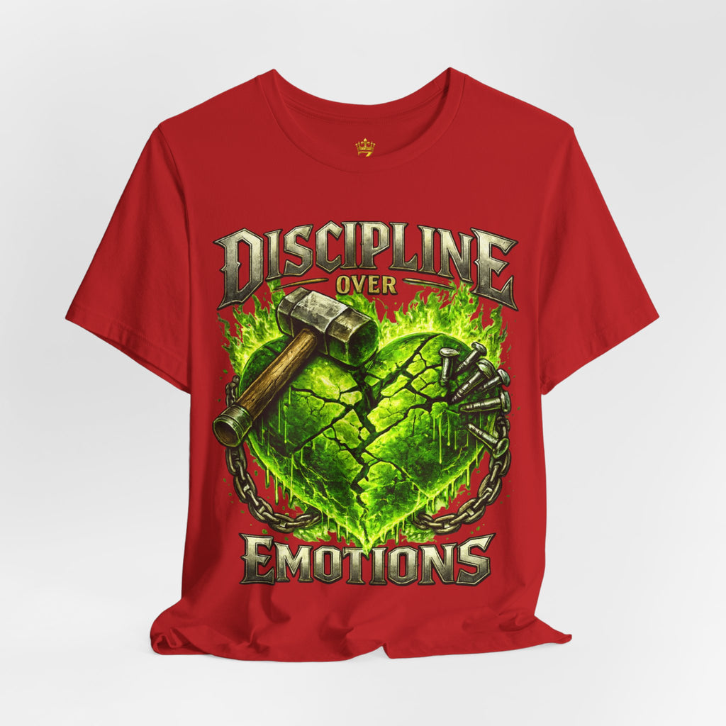 Discipline Over Emotions Premium Graphic T-Shirt (Lime Green Heart) Printify