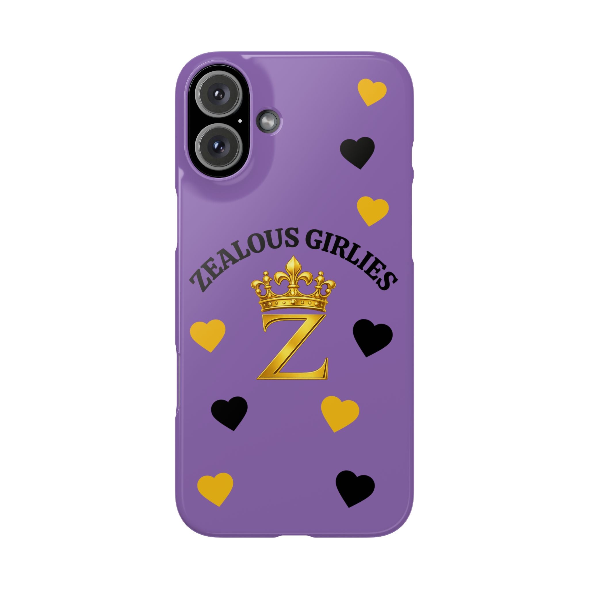 Zealous Girlies 'Z' Crown Slim Phone Case — Purple & Gold Heart Design Printify