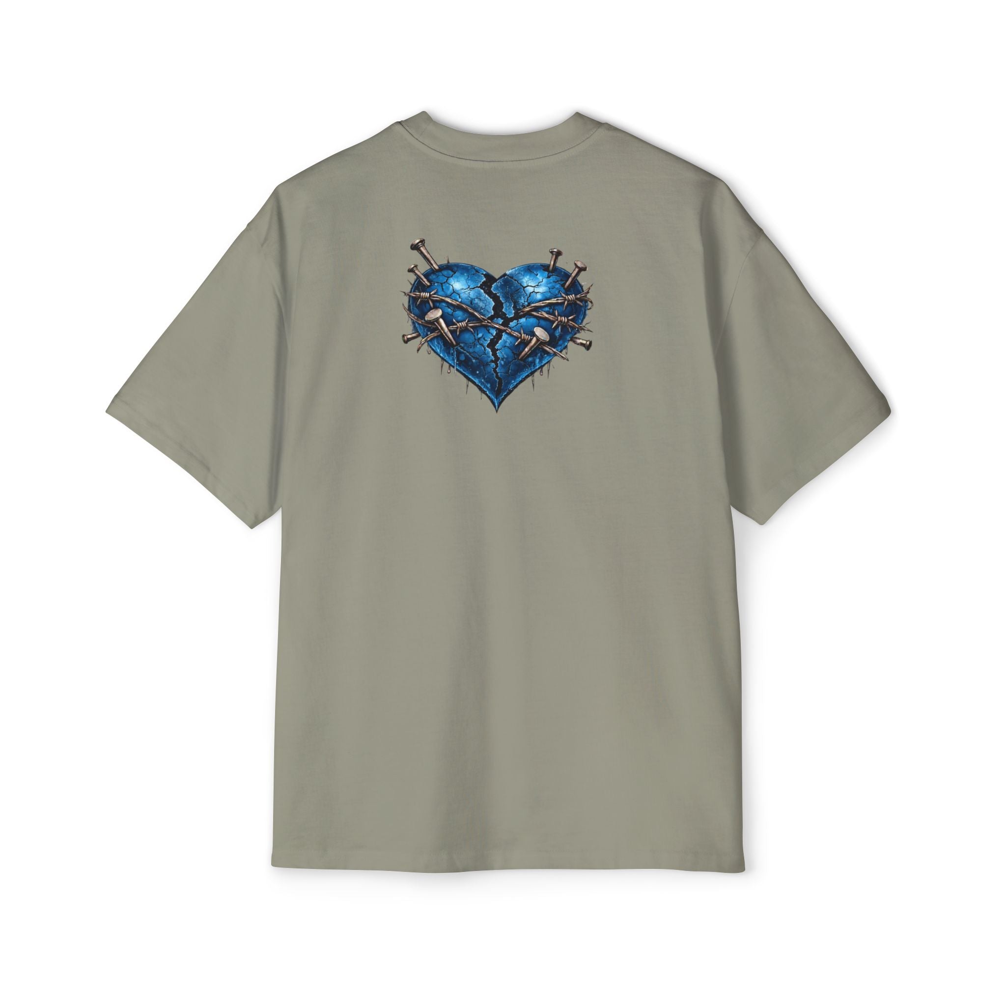 Oversized Discipline Over Emotions Graphic T-Shirt (Blue Heart) Printify