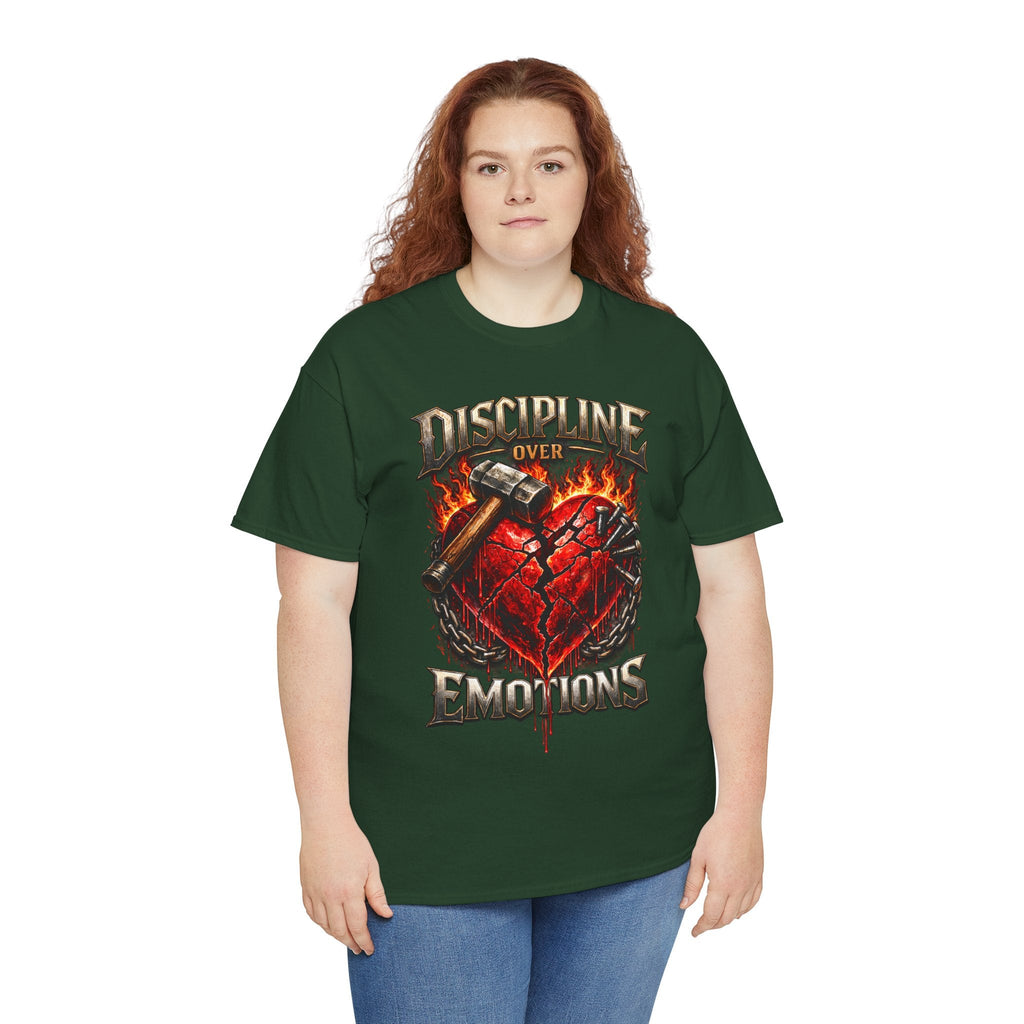 Discipline Over Emotions Graphic T-Shirt (Red Heart) Printify