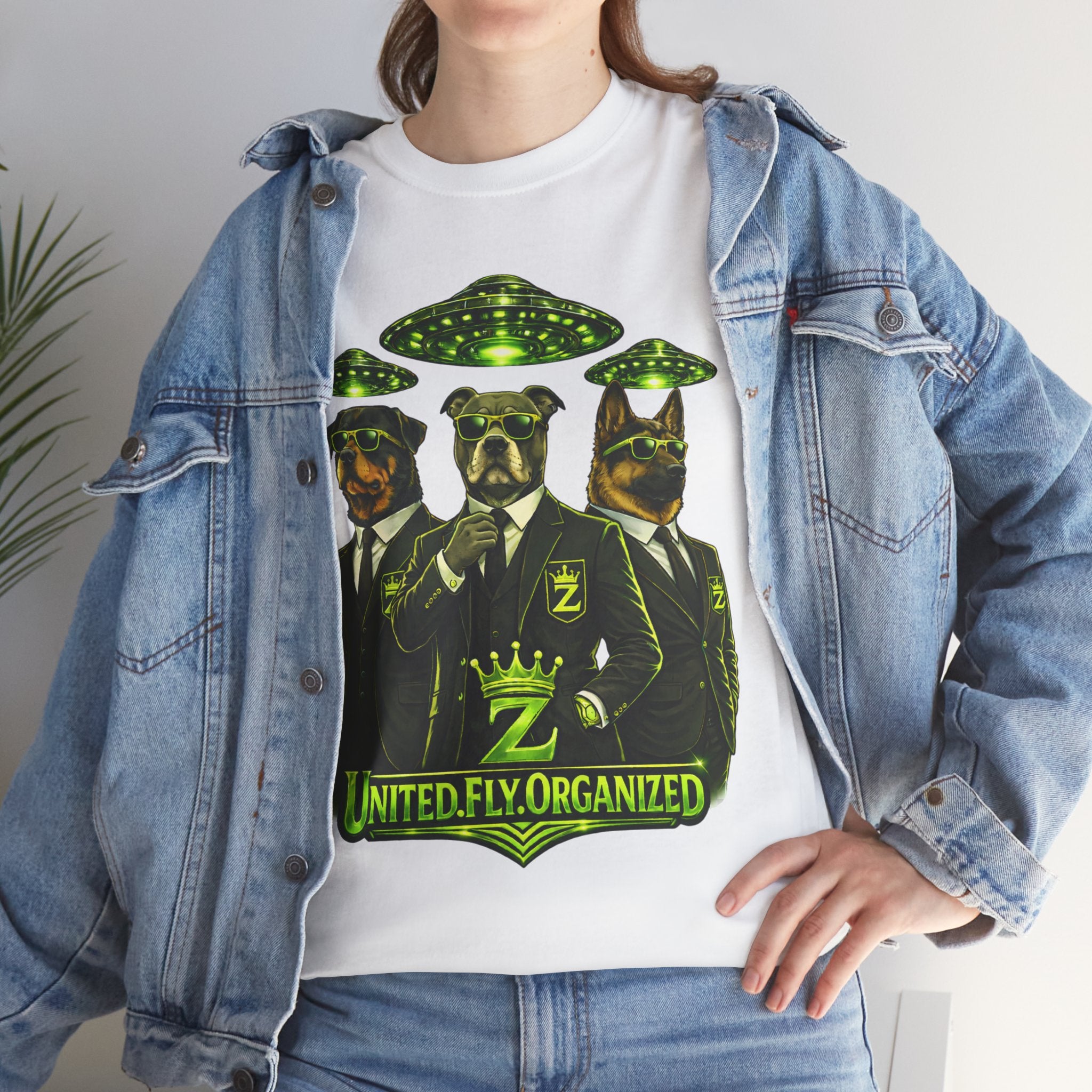 Adult "United. Fly. Organized." Graphic Tee (Lime Green) Printify