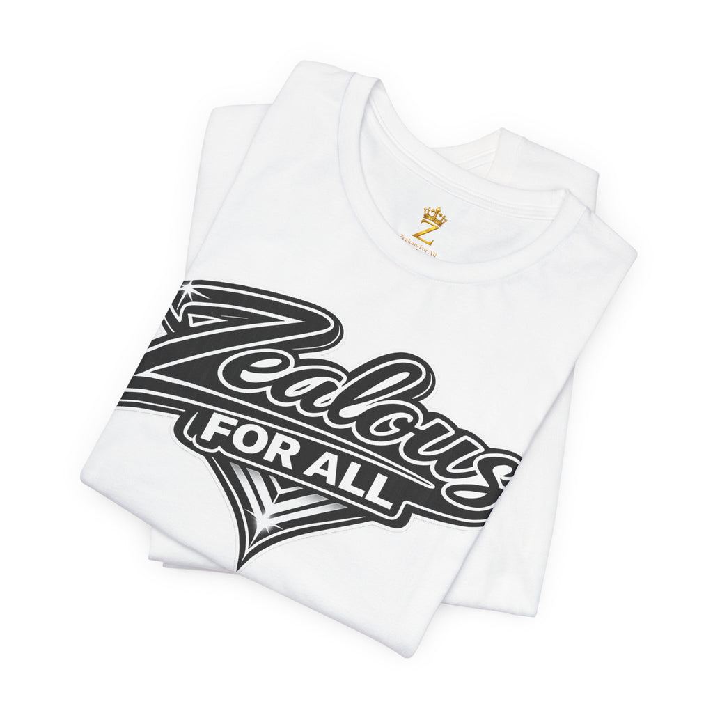 Zealous For All Graphic T-Shirt (Black Logo) Printify