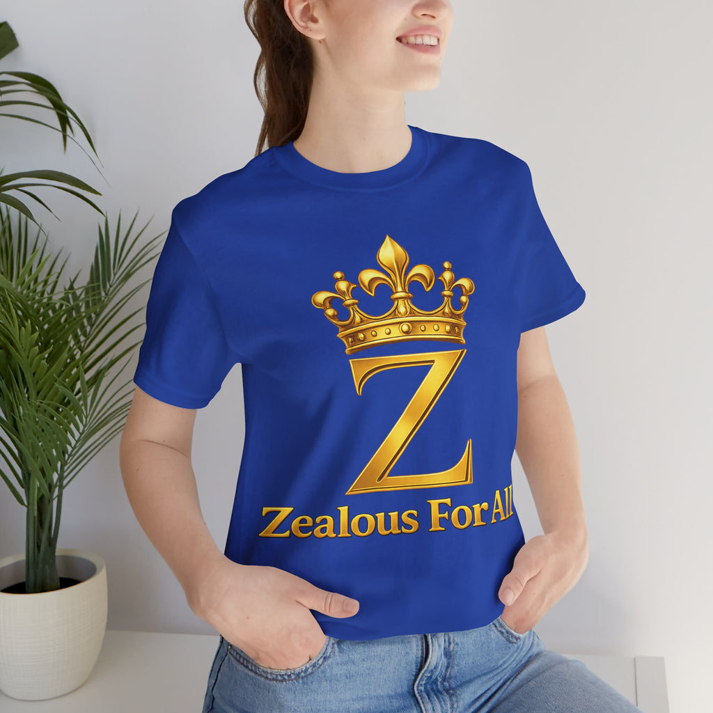 Unisex Zealous For All T-Shirt (Gold Logo) Printify